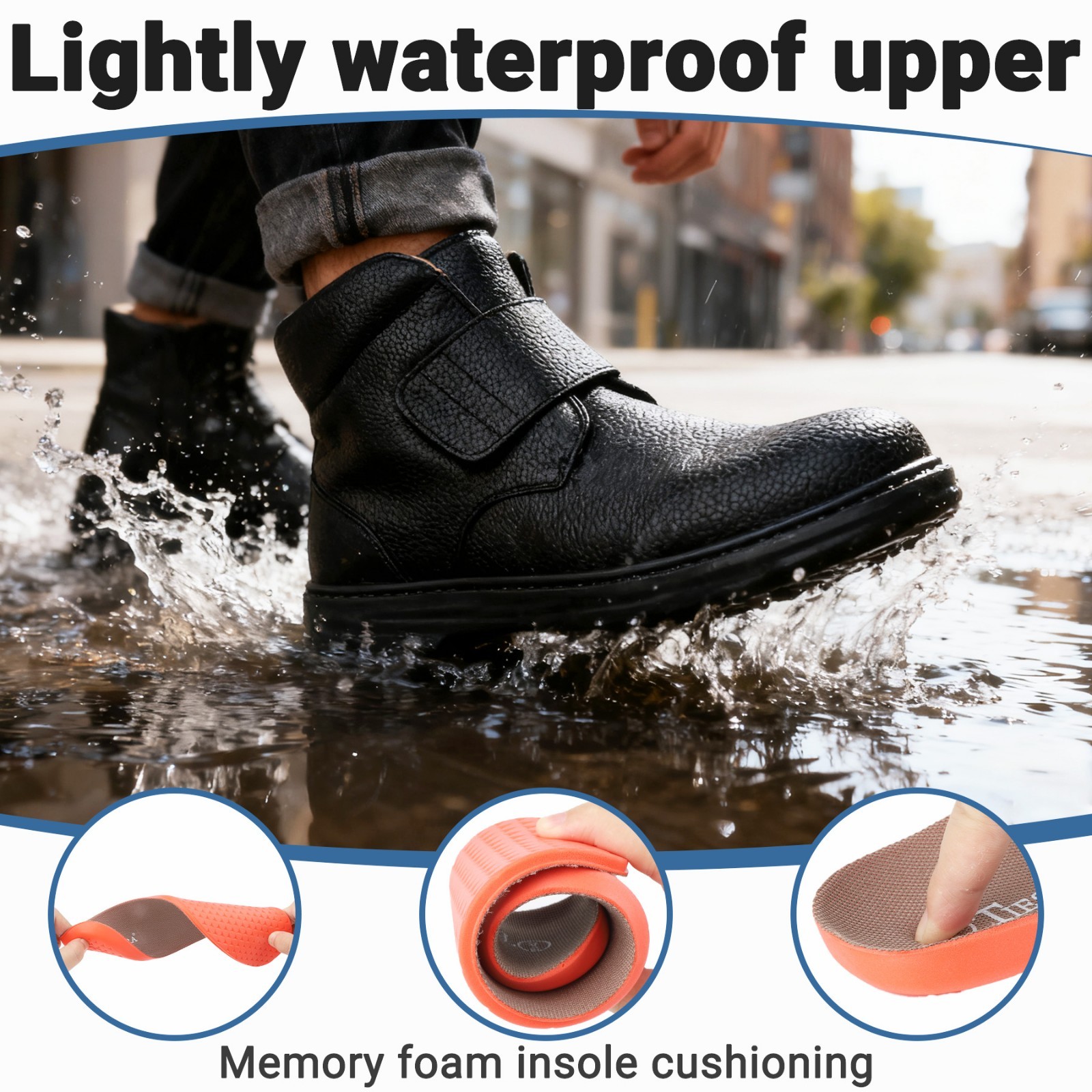 Mens Wide Fit Boots Leather Chelsea Ankle Boots Slip On Casual Dress Shoes