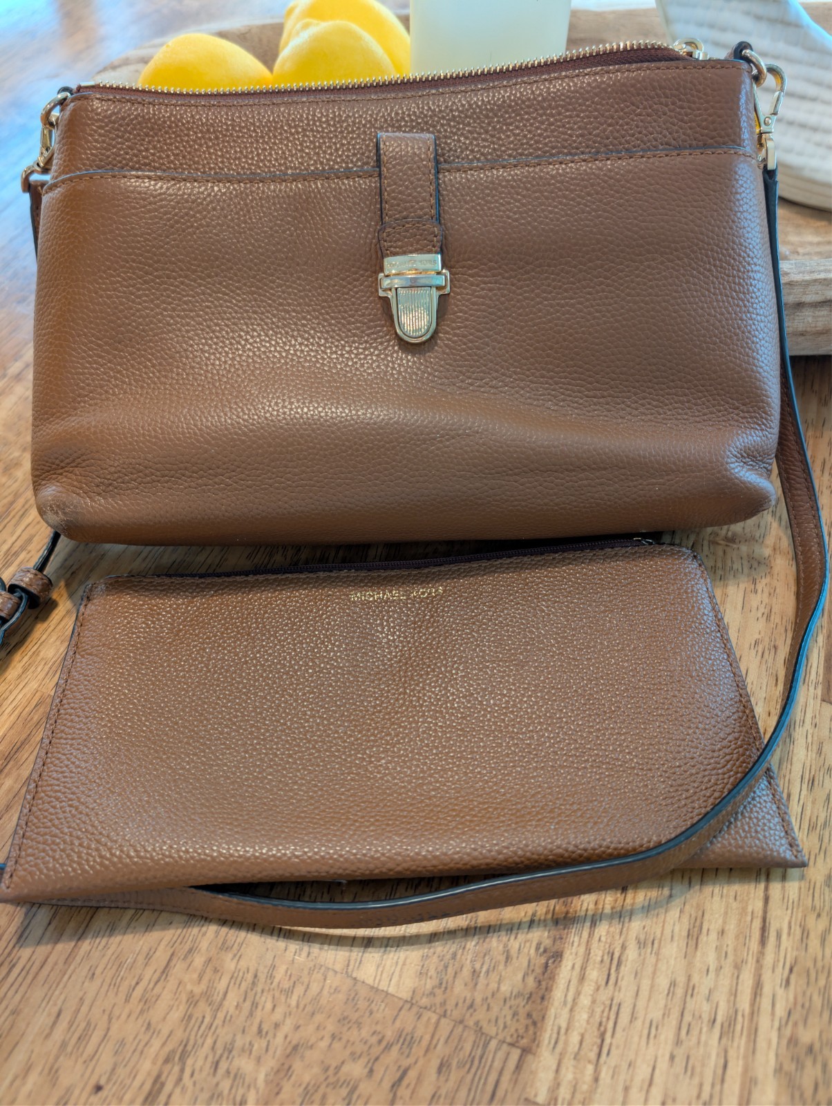 michael kors brown handbag crossbody used leather