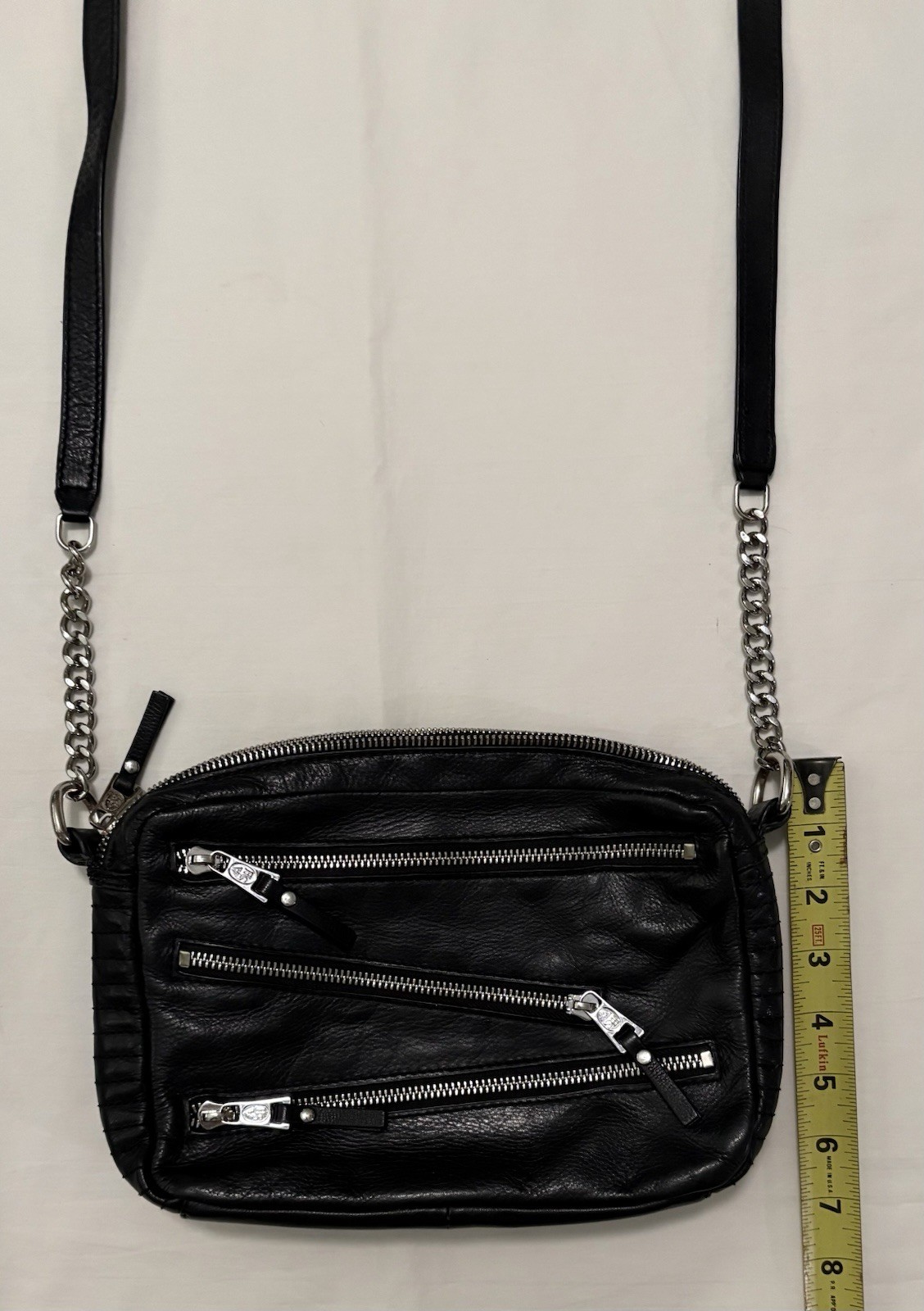 ASH Leather Crossbody Sling Bag Black Soft 10x7x3
