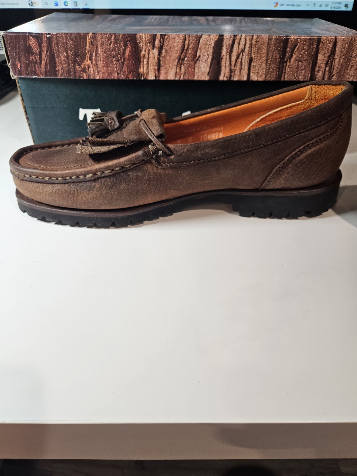 Timberland Men’s Brown Leather Tassel Fringe Loafer Slip-On US 9 M 21041M