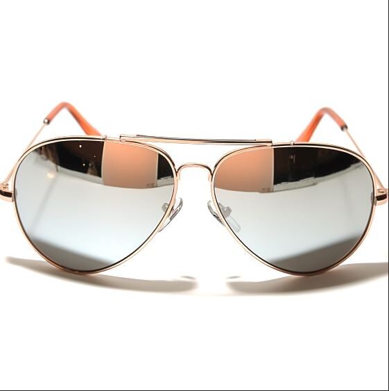 AVIATOR STYLE GOLD METAL FRAME SILVER MIRROR LENS SUNGLASSES UV400 PROTECTION