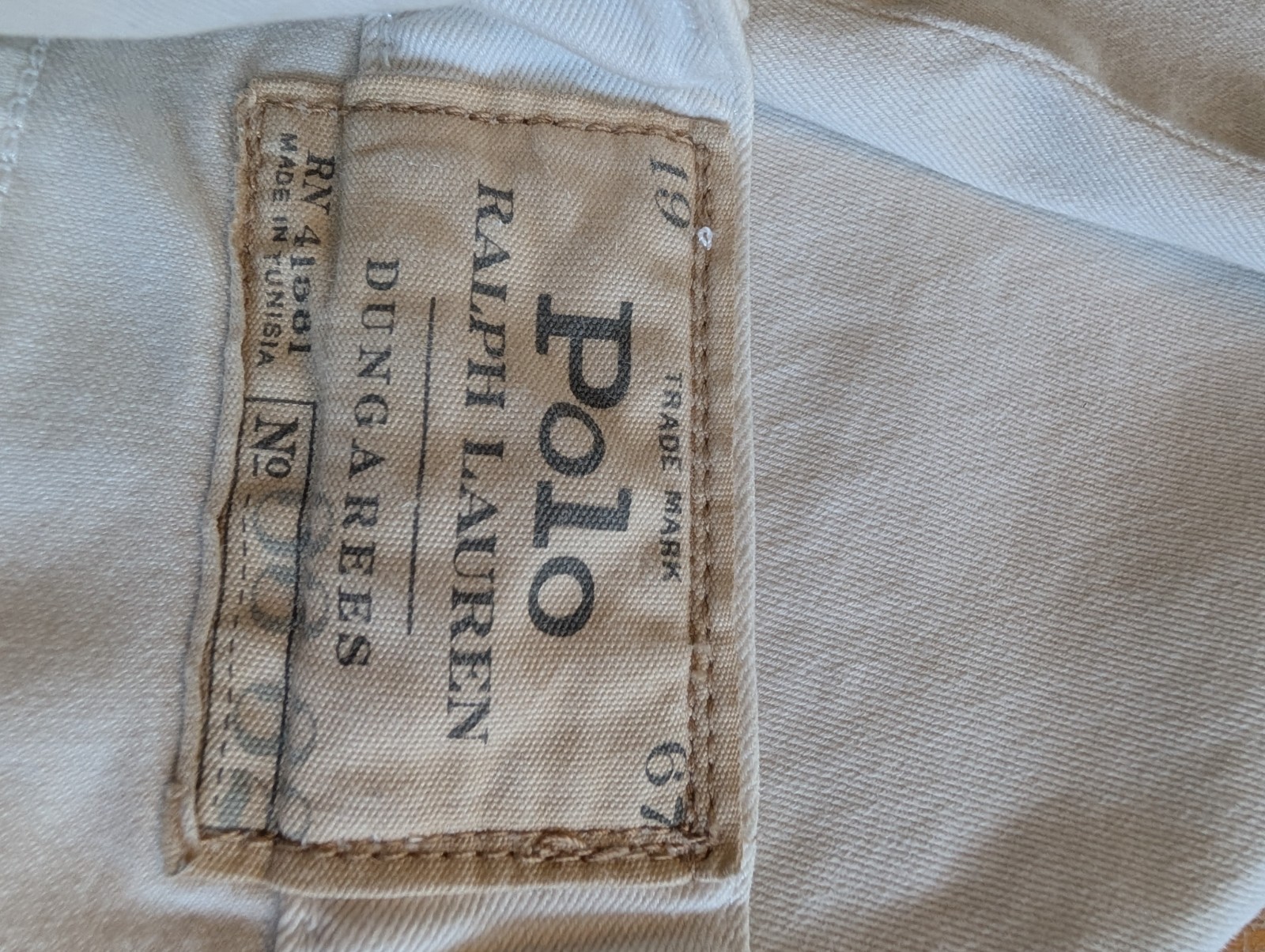 RALPH LAUREN POLO Men’s Dungarees White Denim Size 33/32 97% Cotton 3% Elastane