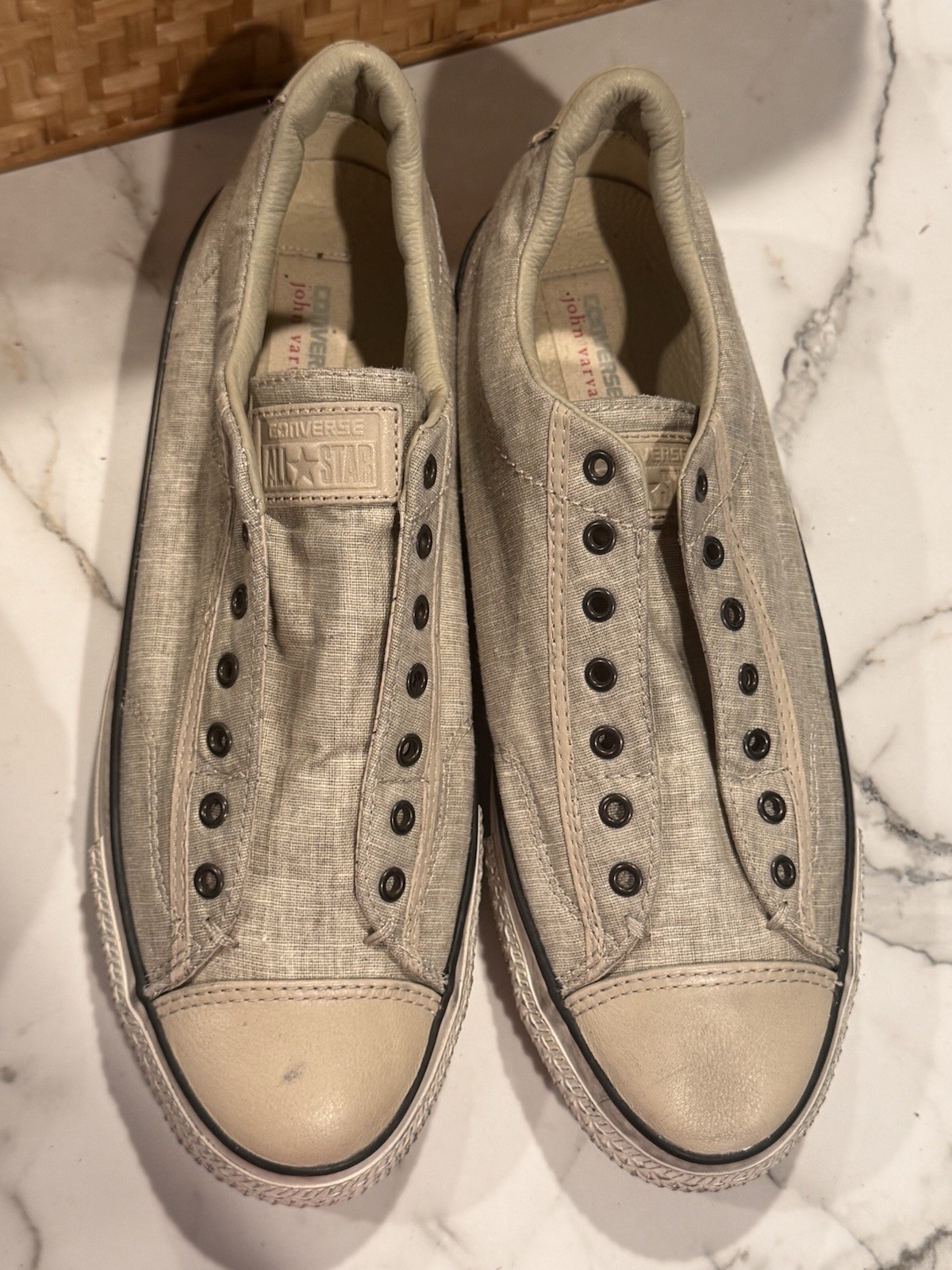 Converse x John Varvatos Low-top Vintage Slip Beige Linen 151297C Size Men’s 9.5