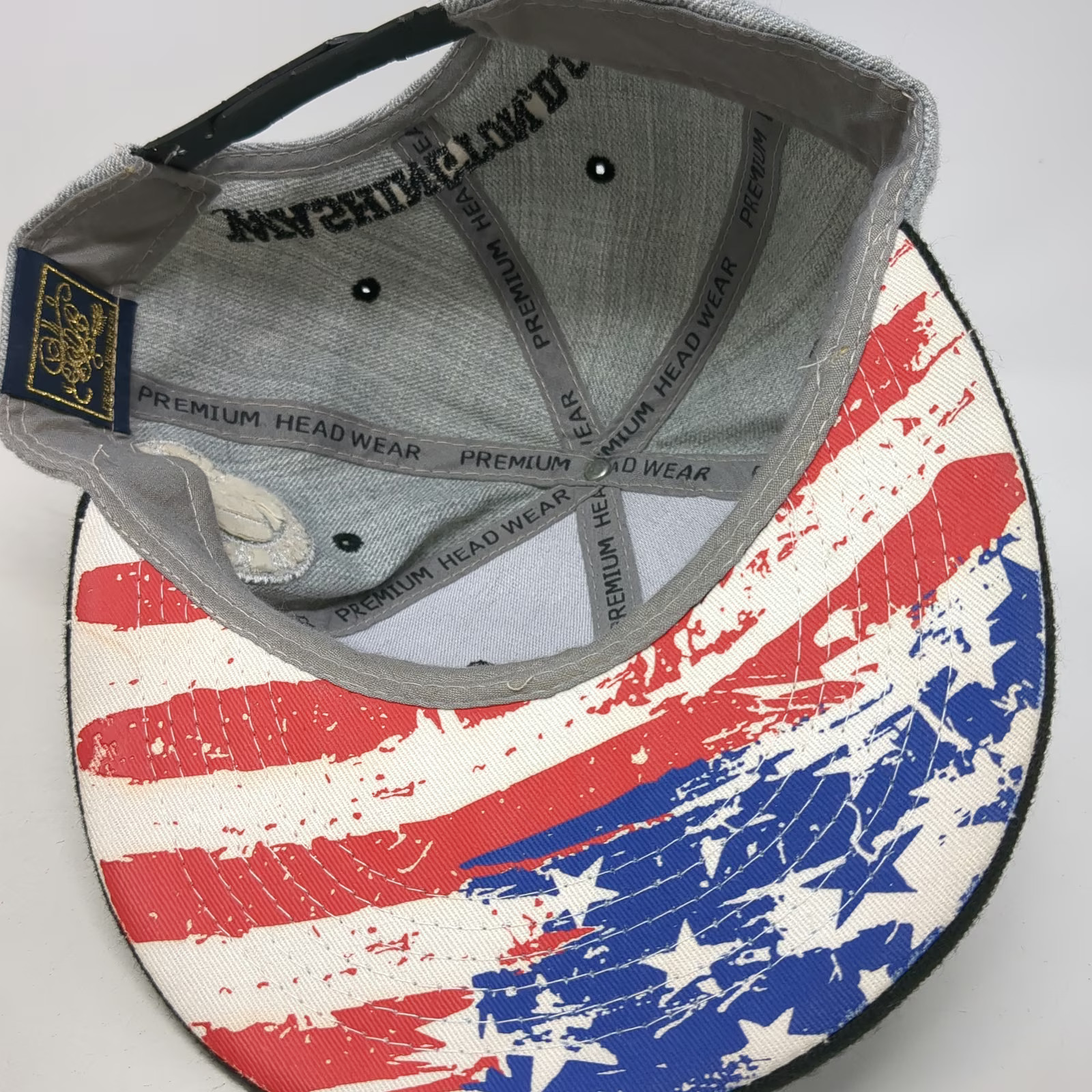 KIPA Snapback Hat Gray One Size Washington D.C. Flag Underbrim Acrylic Flat Bill