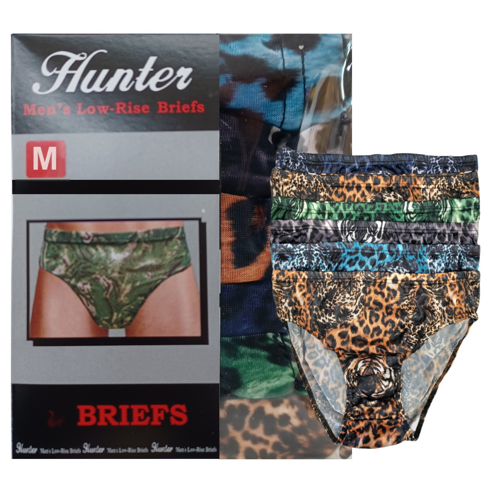 6 PK MEN’S BIKINI BRIEFS LOW RISE ANIMAL PRINT UNDERWEAR S, M, L, XL