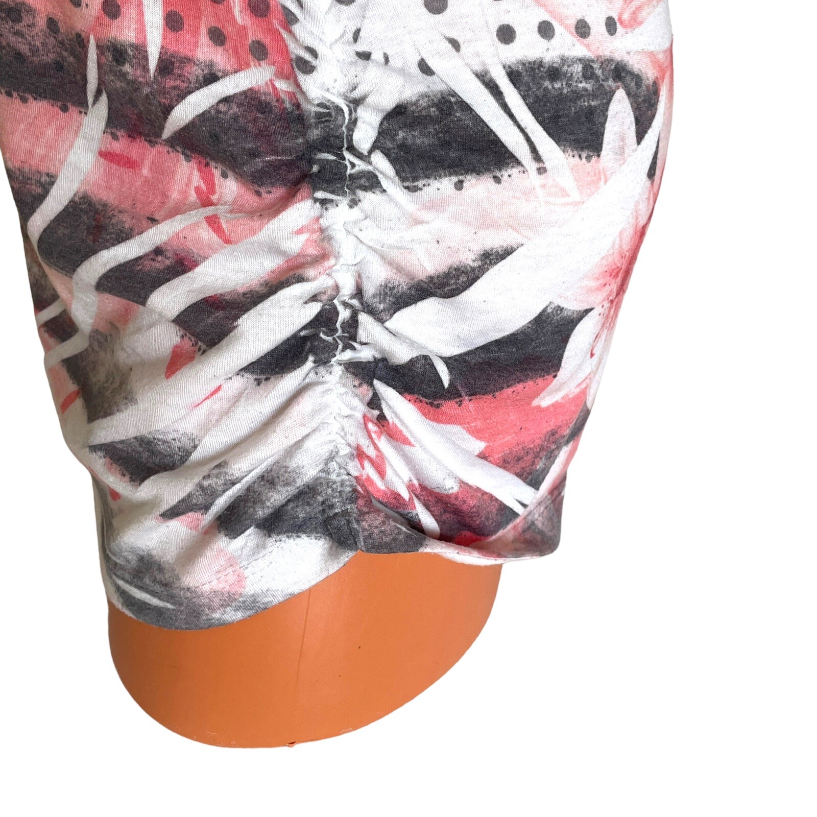 Espresso Sz L Flutter Sleeves Summer Floral Print Pink Gray White Top