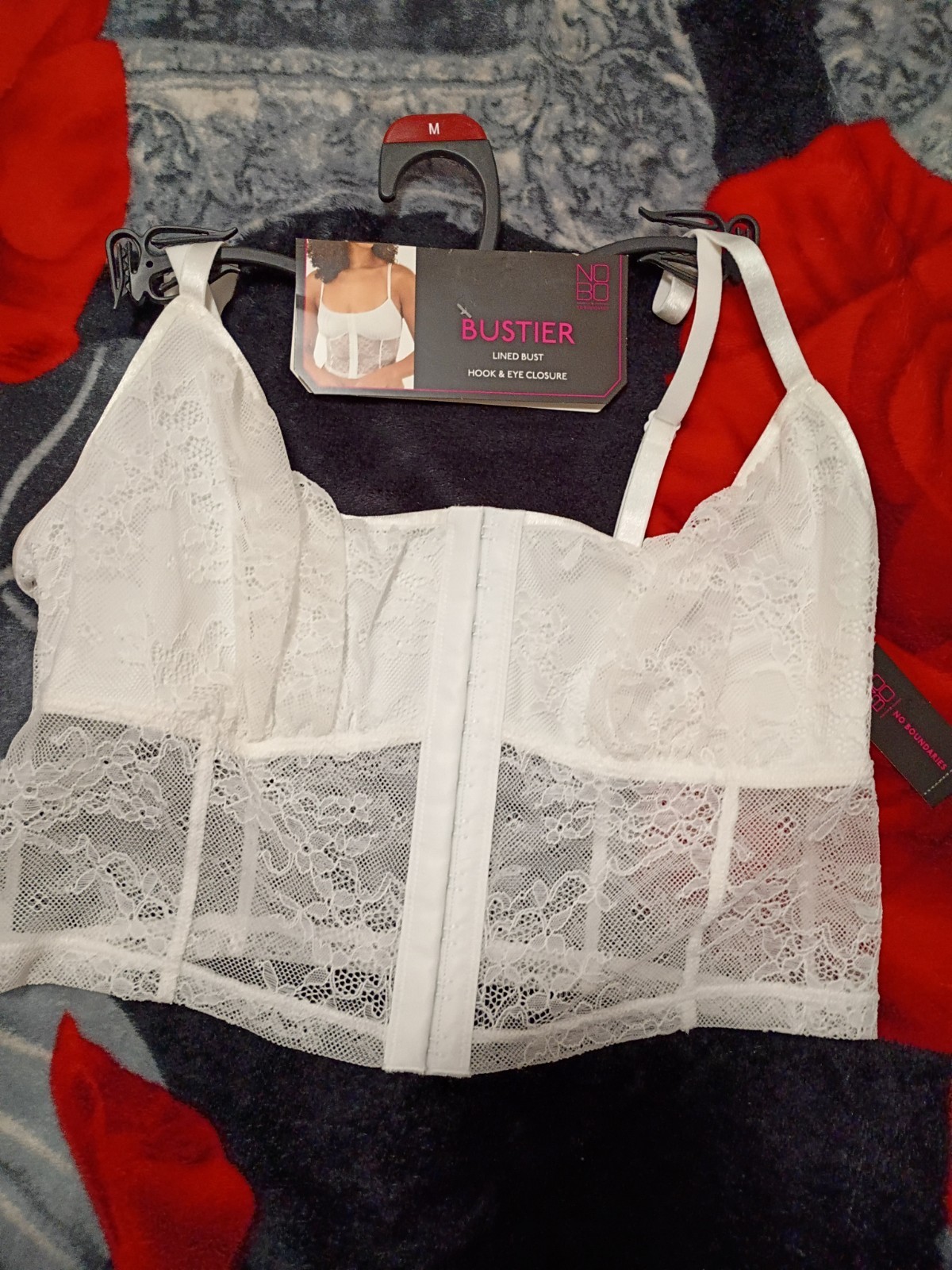 White Floral’Lace Bustier Top