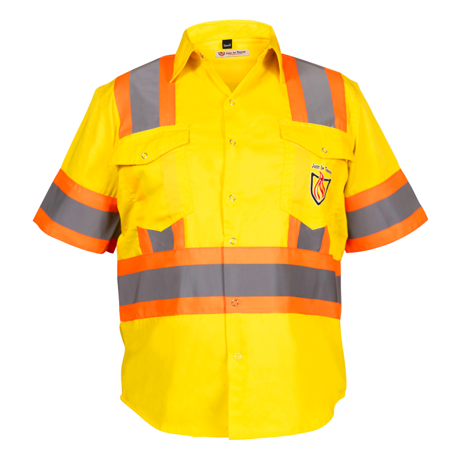 Premium Class 3 High Visibility Hi Vis Safety Shirt – Half Sleeve-65% C35% N-6oz