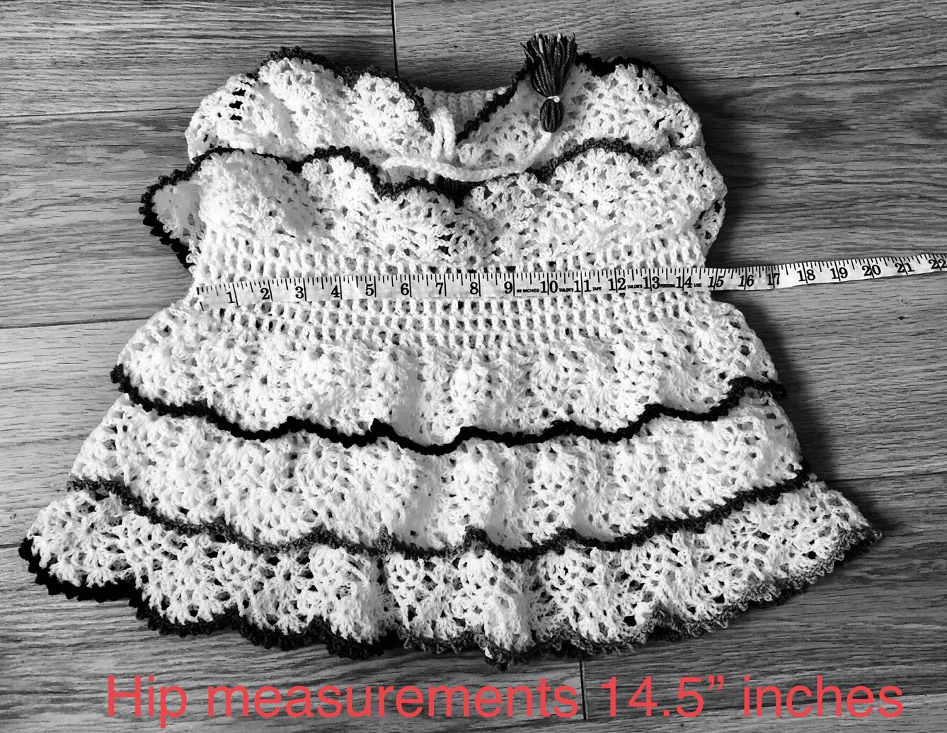 Handmade Crochet Ruffle Mini Skirt White Multicolour Boho Festival UK Size S