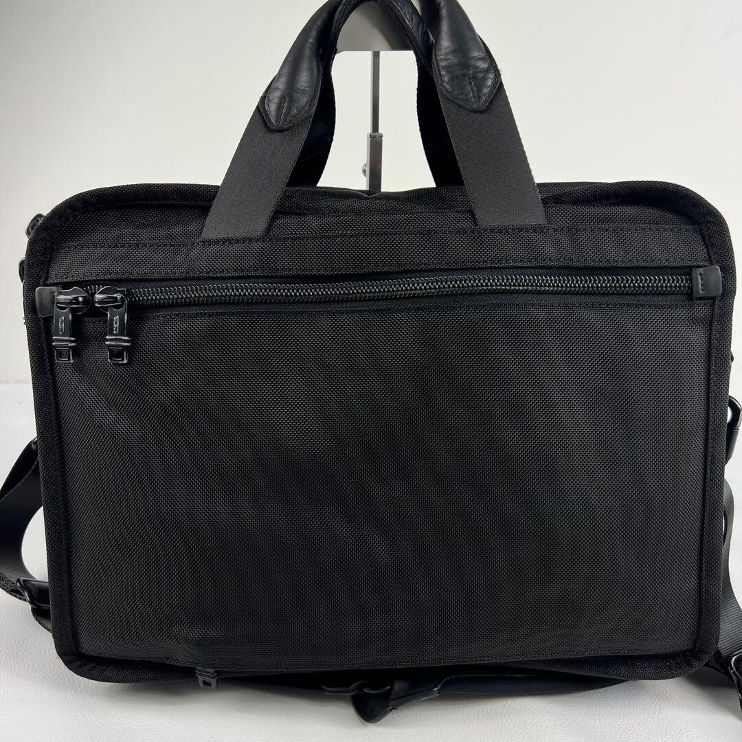 TUMI 2 Way Expandable Nylon Leather Business Bag Briefcase Black 26141DH Auth