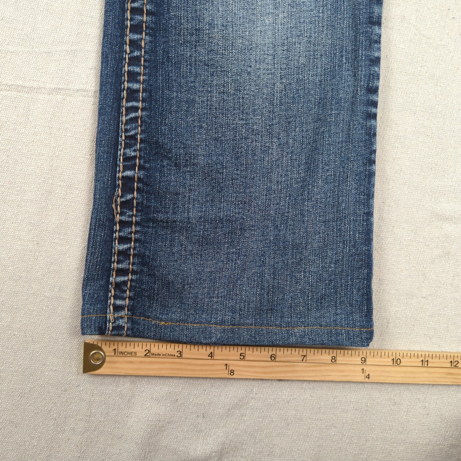 Amethyst Jeans Womens 16 Blue Boot Cut Cropped Low Rise Thick Stitch Flap Pocket