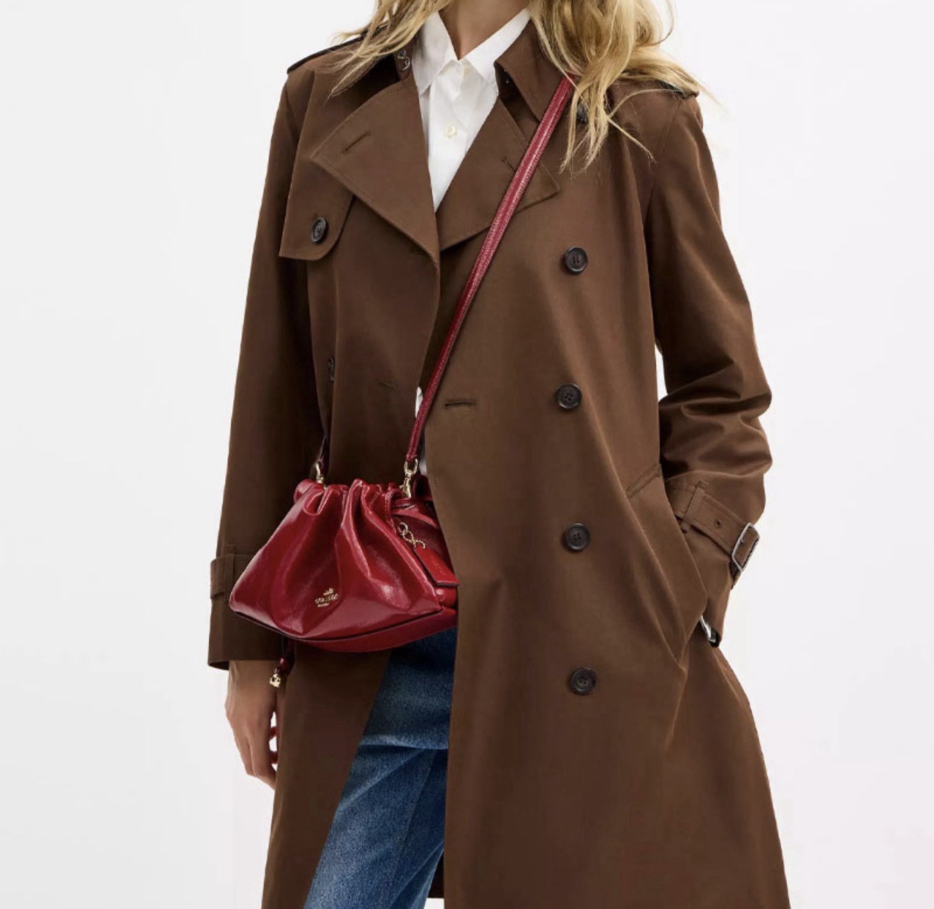 NWT Coach Faye Shoulder/Crossbody Bag In Glazed Leather/Dark Cardinal CCE39