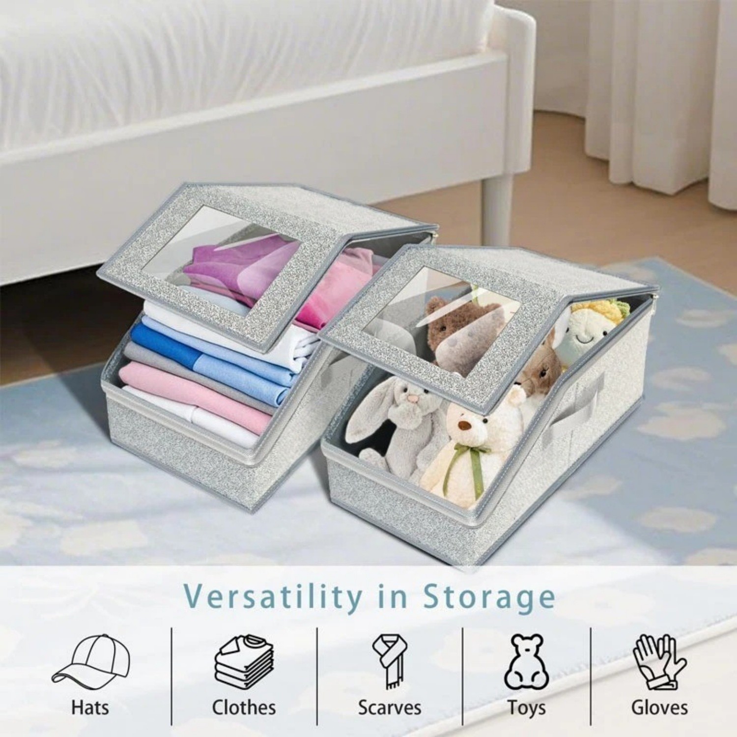 2PCS Stackable Hat Storage Organizer for Baseball Caps 24 Caps Hat Box with Lid