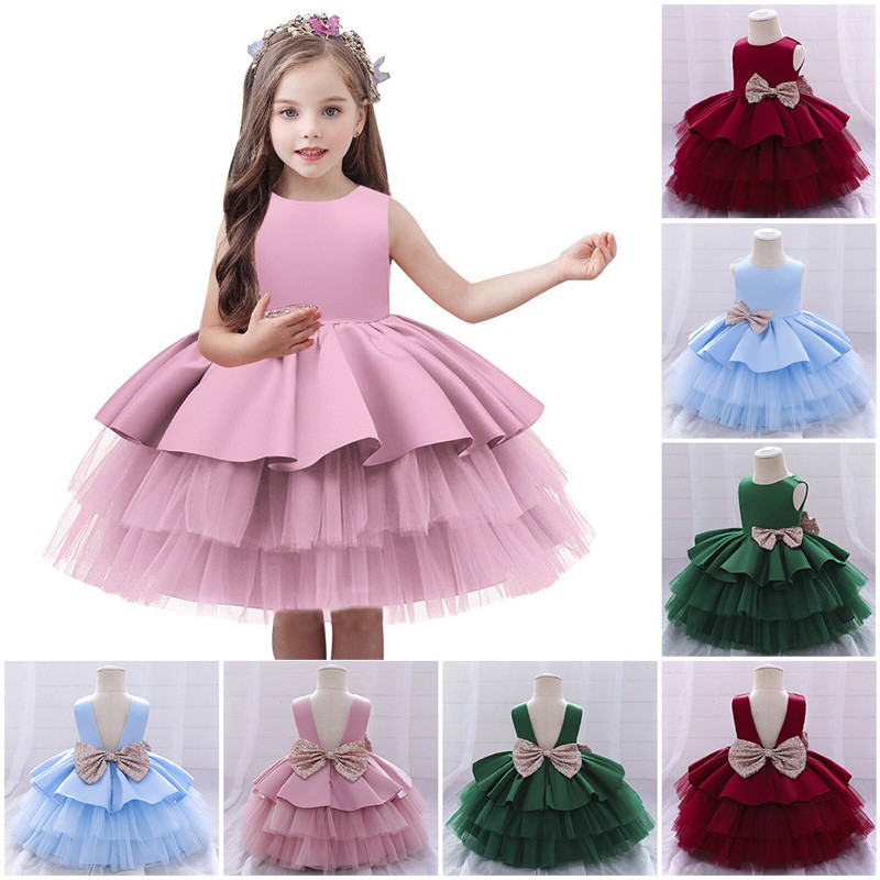 Baby Girl Princess Dress Bow Tutu Birthday Party Lace Princess Dress