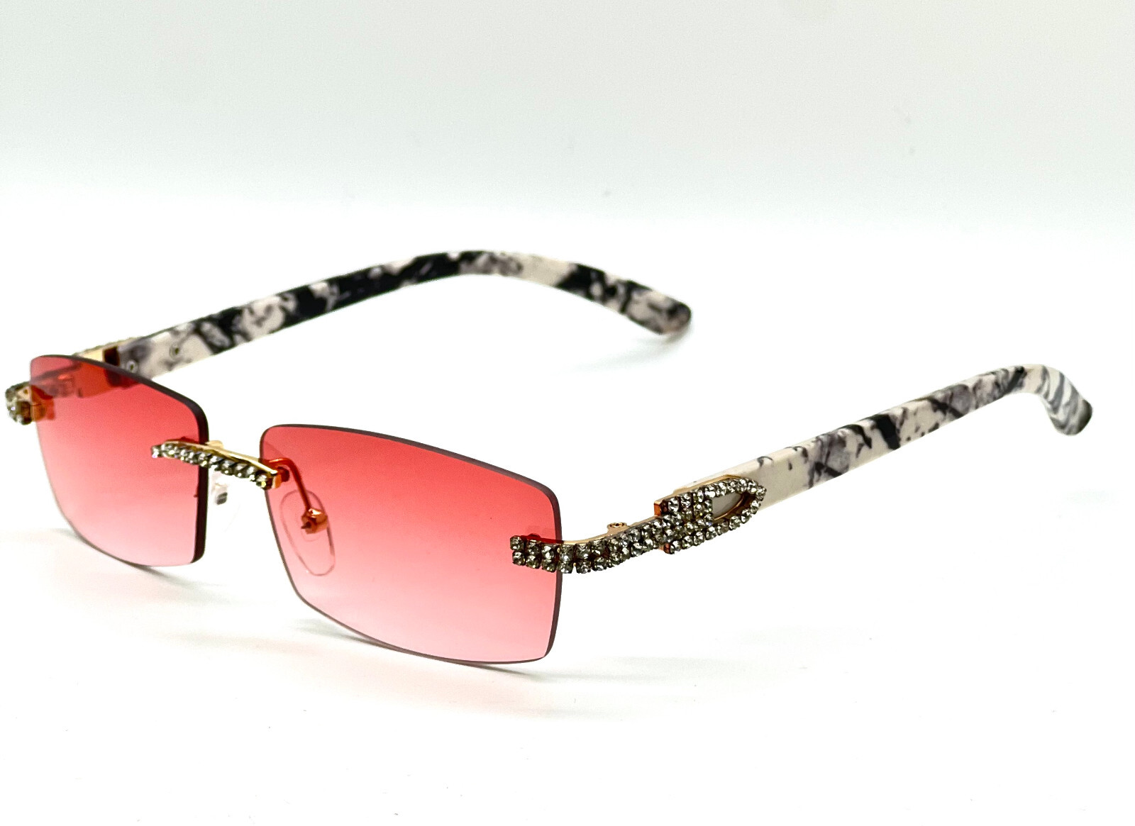 Diamond Sunglasses BUFF’S BLUE lens gold Buffs Retro vintage Hip Hop rapper Iced