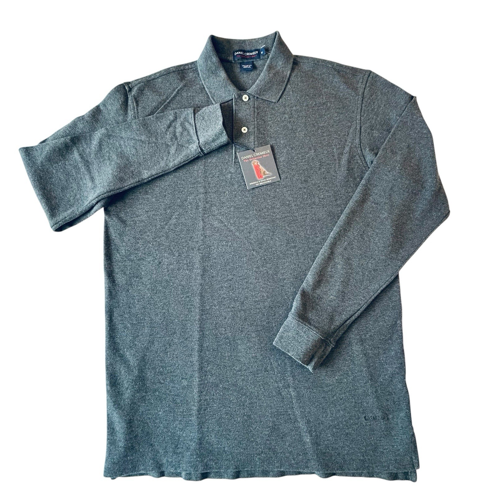 Daniel Cremieux Definitive Shirt Men’s M Gray Long Sleeve Polo 100% Cotton NWT
