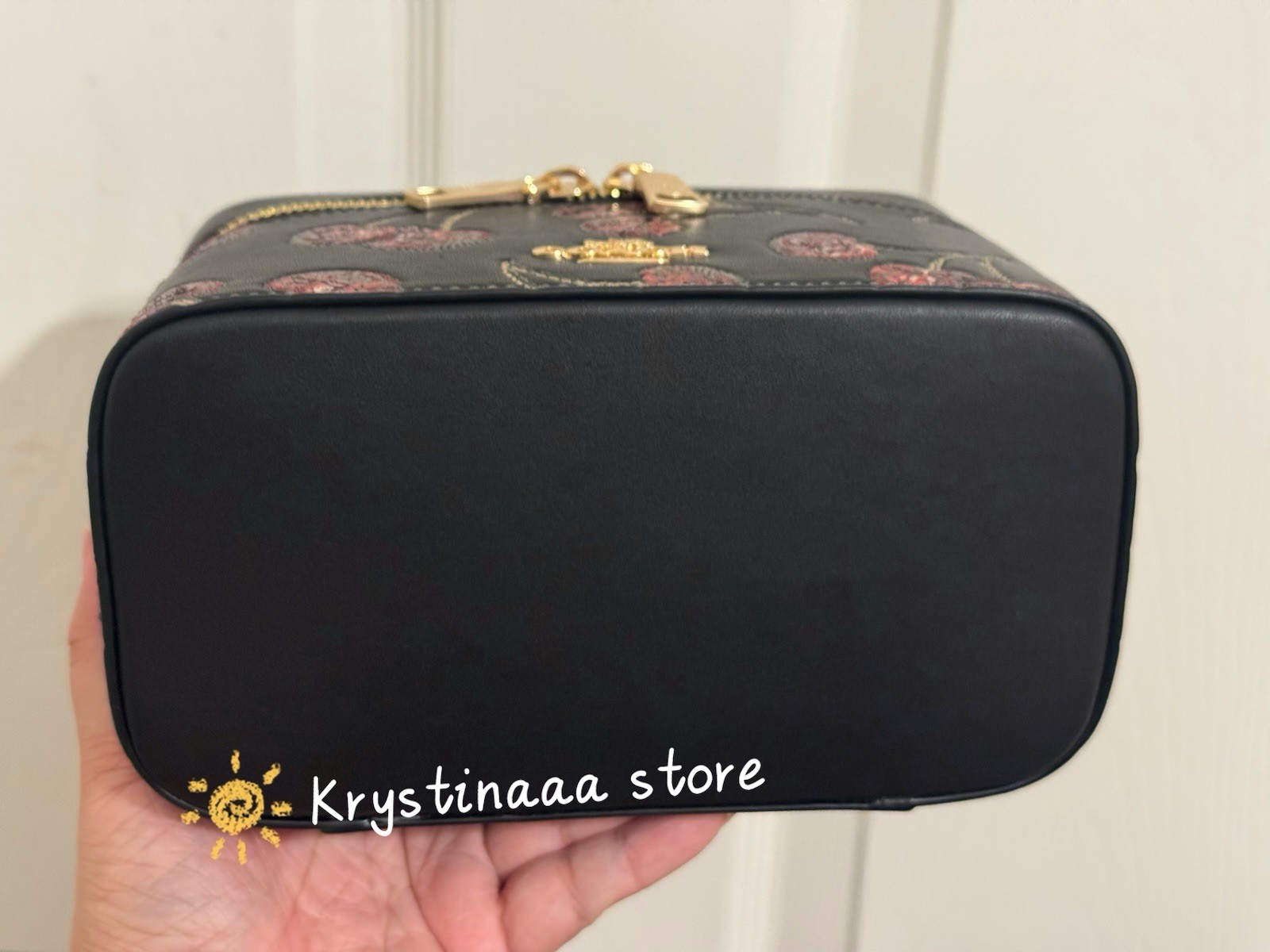 NWT Coach Cosmetic Makeup Case With Cherry Print Black Multi CDC13