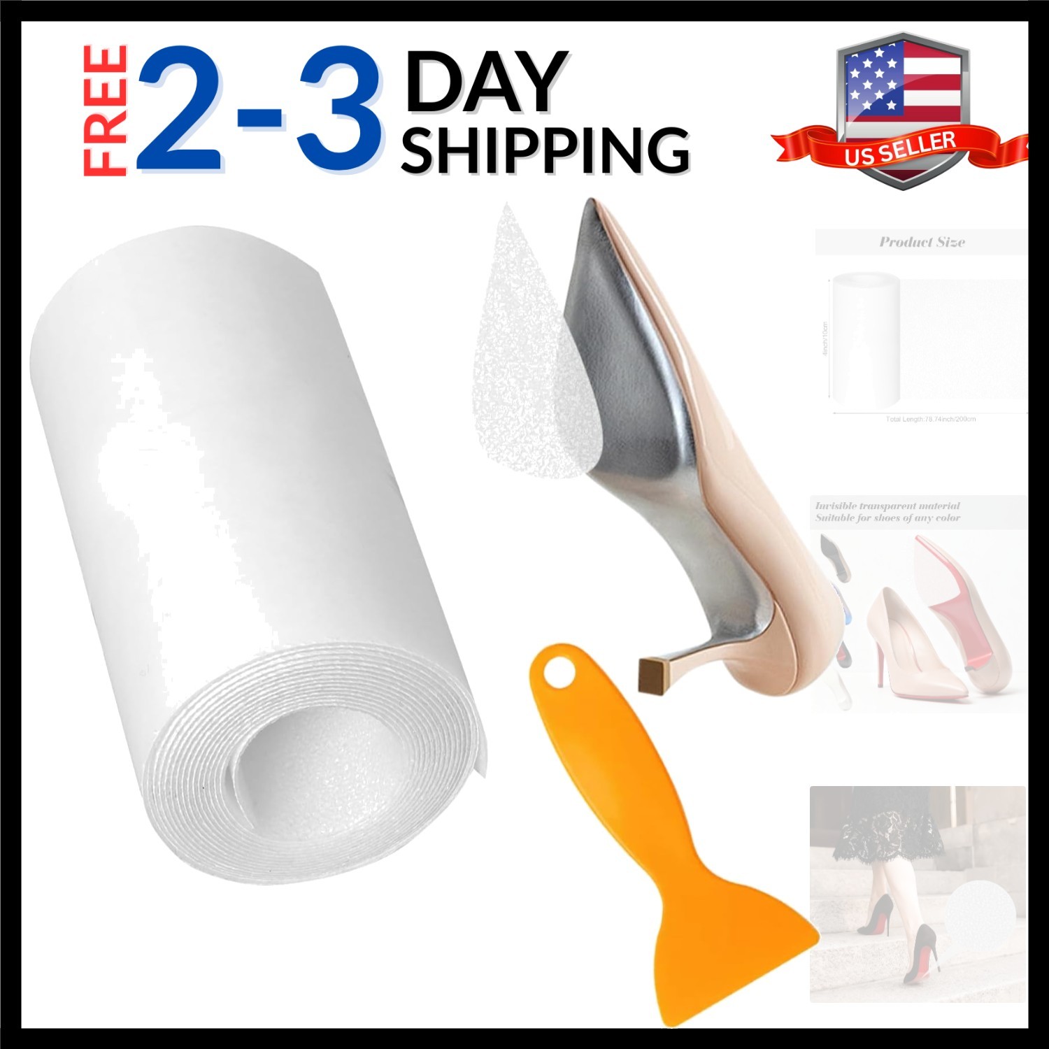 78 Inch Sole Protector for High Heel Shoes Anti-Slip Transparent Guard Sticke…