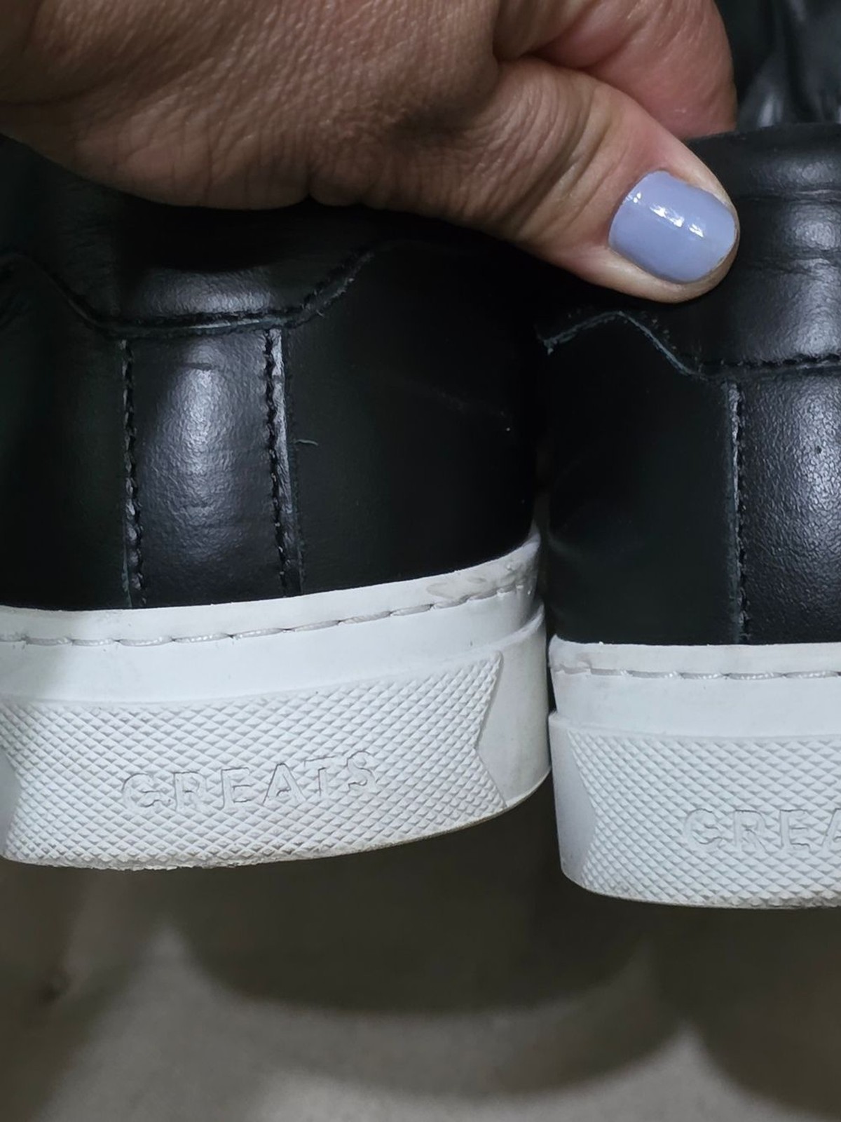 Greats Black Leather Sneakers with White Rubber Soles Used Size 9
