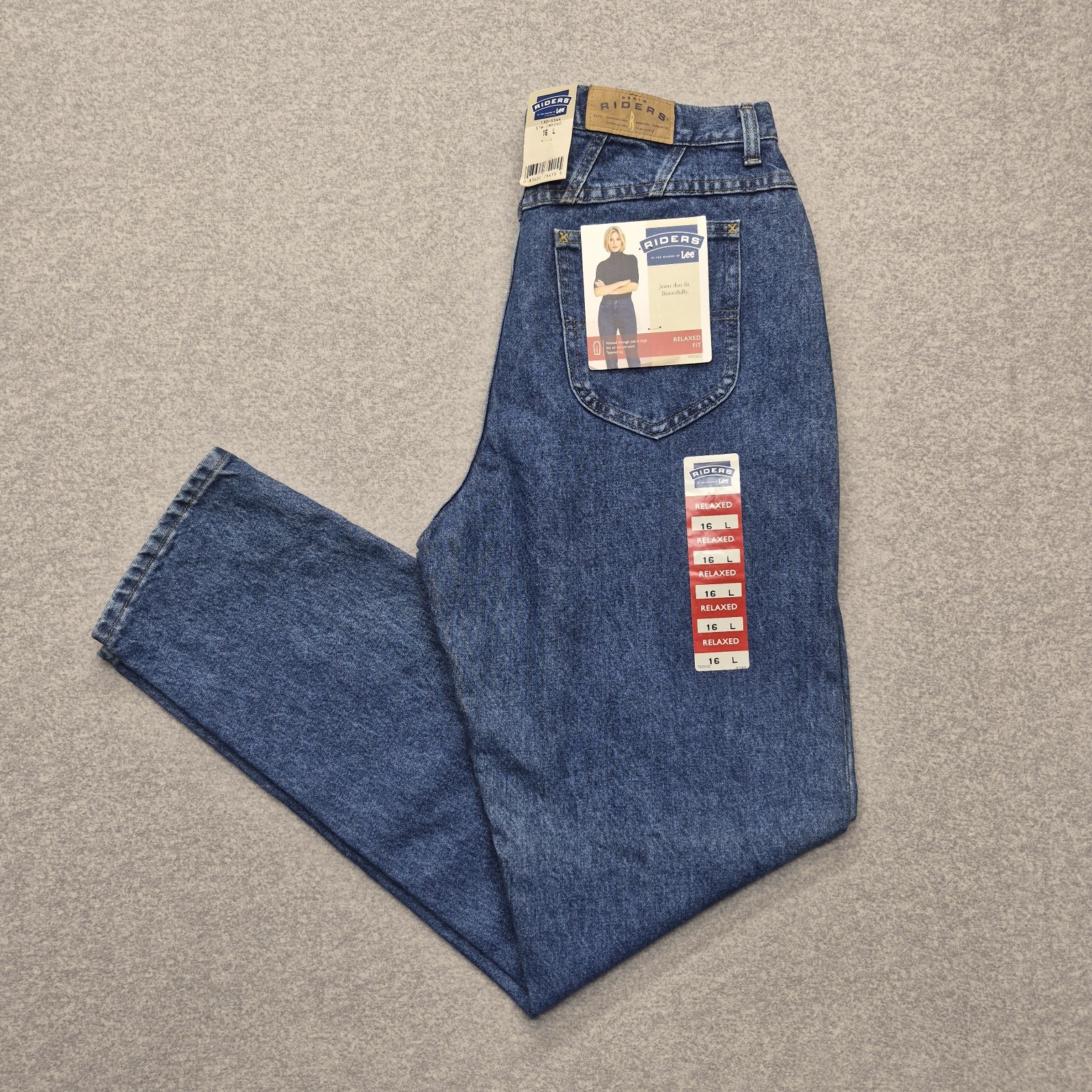 Vintage Riders by Lee Mom Jeans Womens 16L Medium Wash High Rise Tapered Denim