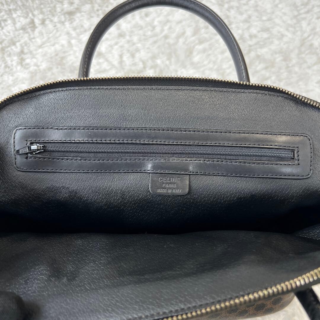 CELINE Black Macadam Dome Half Moon Top Handle Handbag Vintage Auth