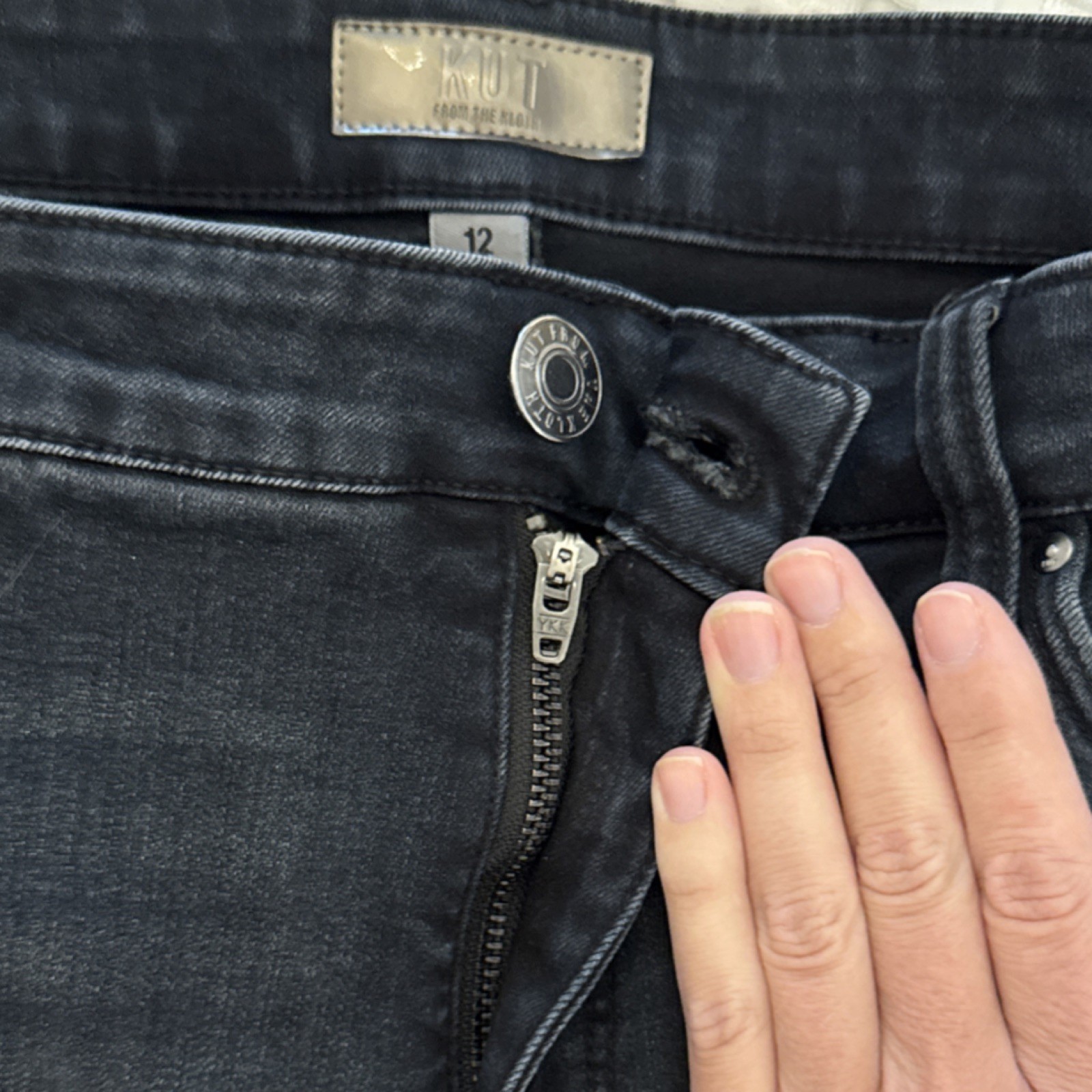KUT from the Kloth Fab Ab High Rise Flare Jeans Black 12 KP1528MD9