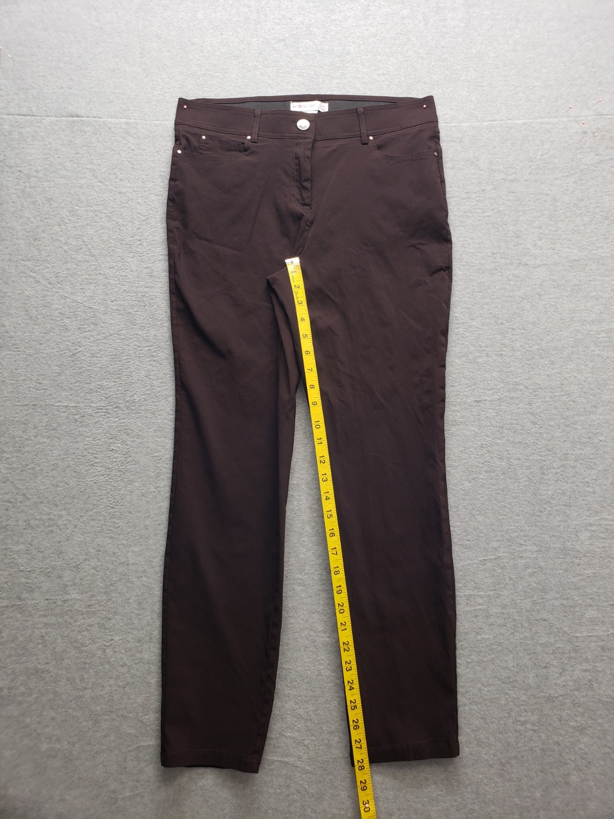 89th & Madison Women Pant 10 Brown Straight Leg High Rise Stretch Casual Career