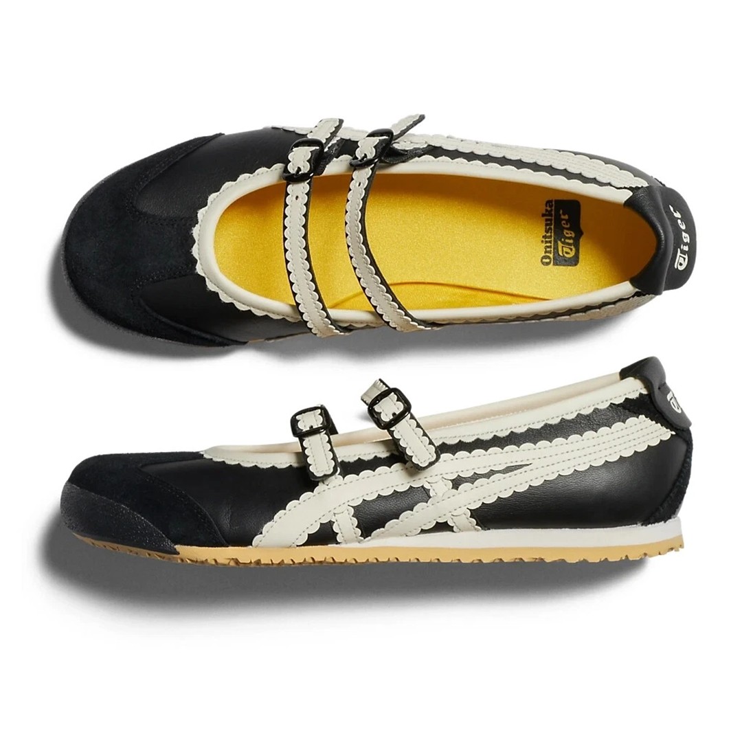 Vintage ONITSUKA TIGER MEXICO66 TGRS BALLET FLATS Black Cream 1182A678-001 Women