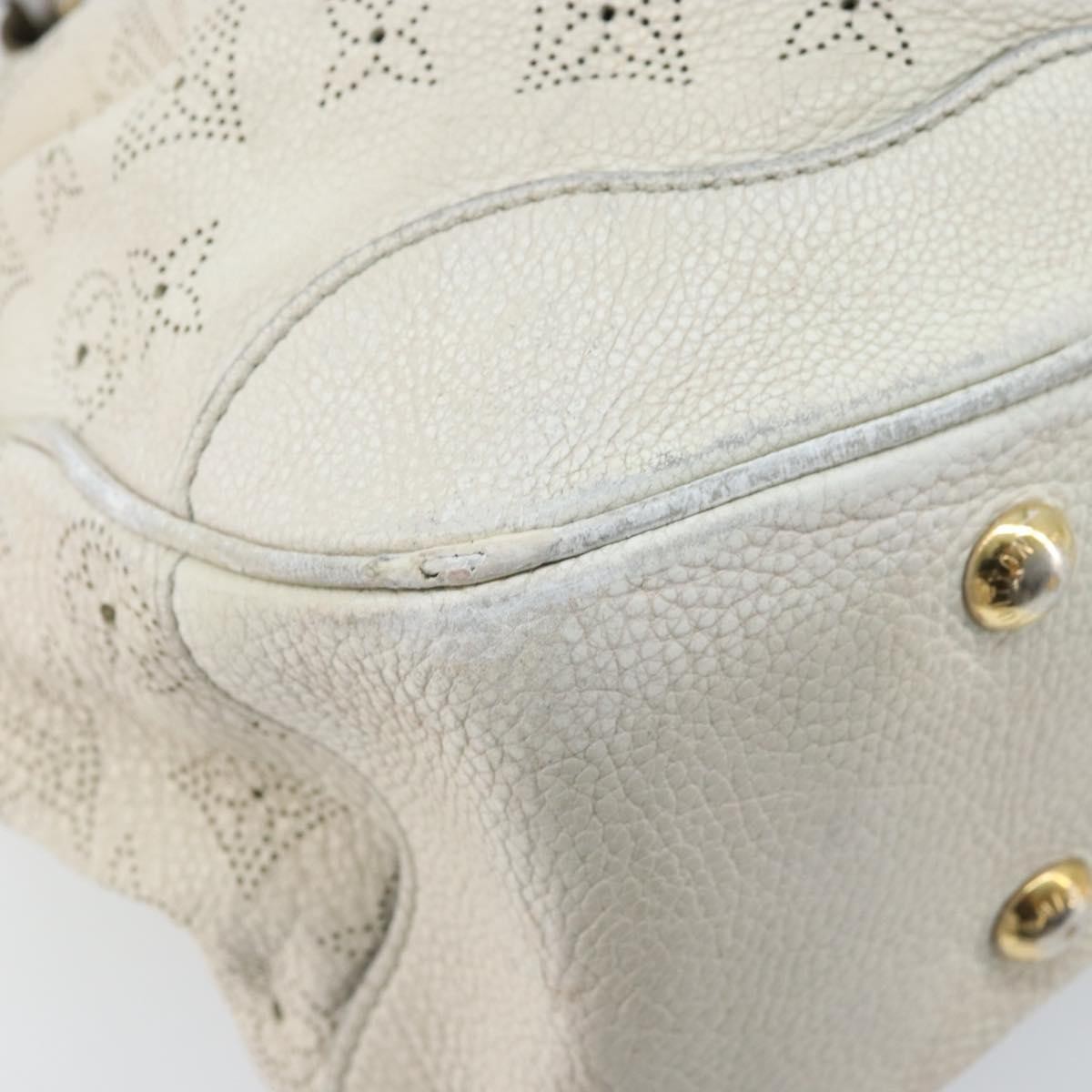 LOUIS VUITTON Mahina Solar PoweredGM Bag Leather White M93128 LV Auth bs34140