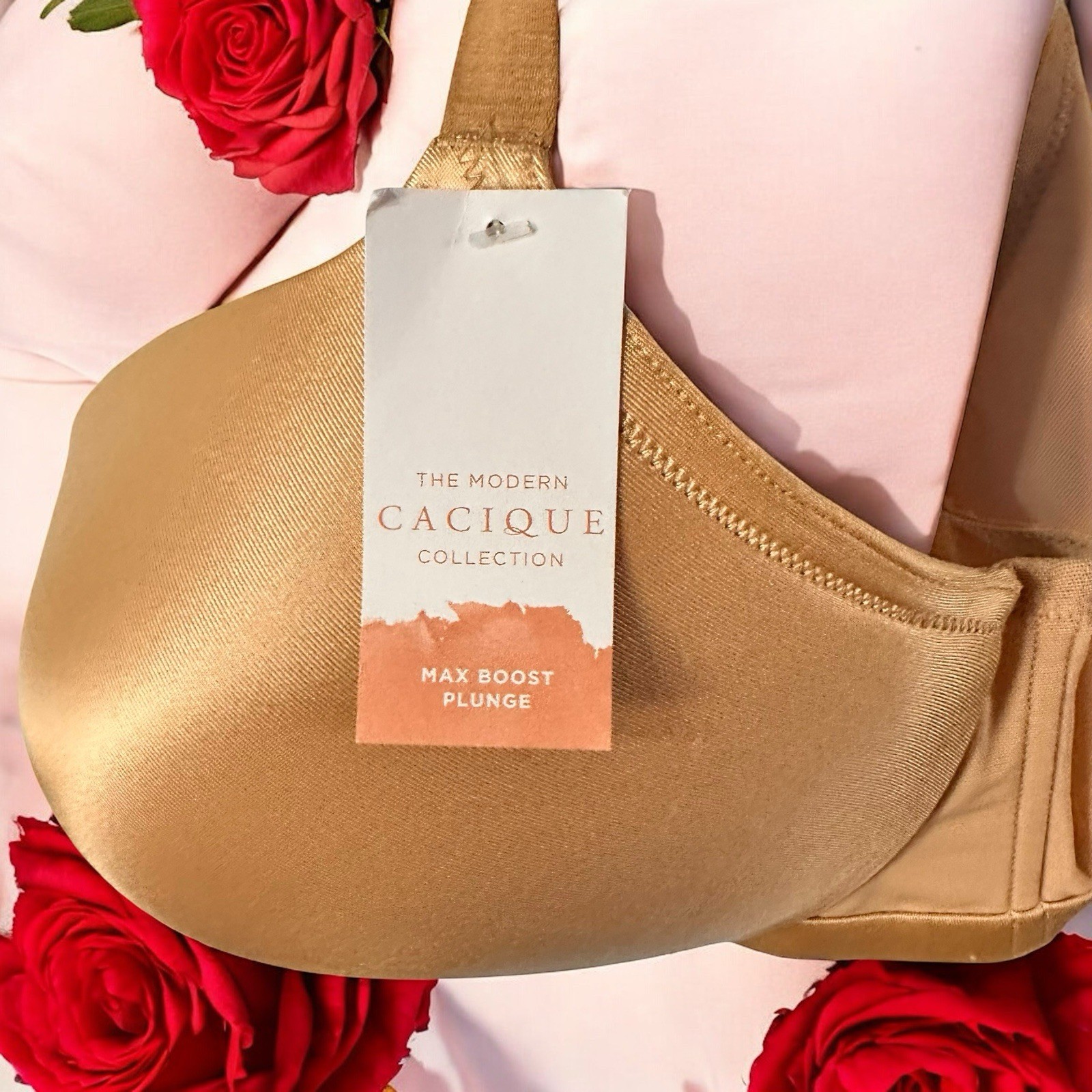 NEW Cacique Max Boost Plunge Bra 44DDD Nude/Beige New With Tags