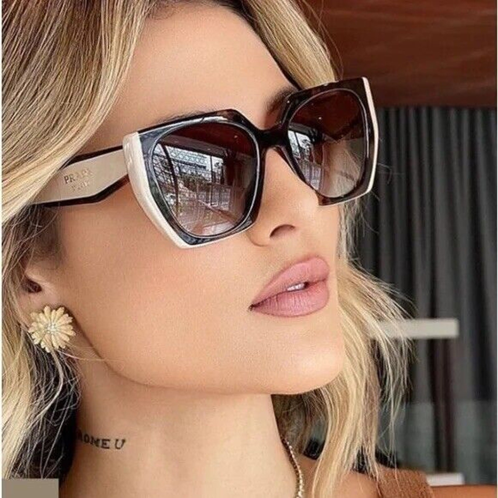 PRADA Cateye PR 15WS 01R0A6 Tortoise Powder Pink Brown Sunglasses AUTHENTIC