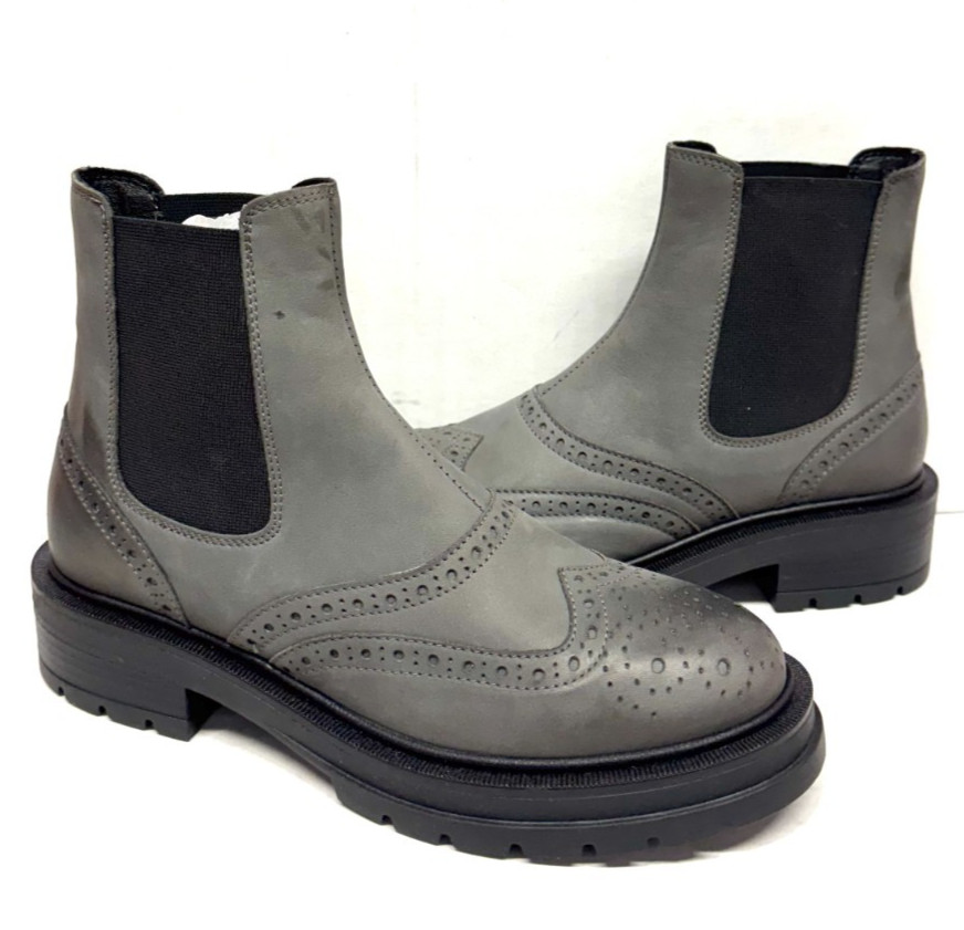 MIZ MOOZ LEATHER BOOTS 2 SIDE ELASTIC GORE GRAY 37EU / 7US NEW Z-237