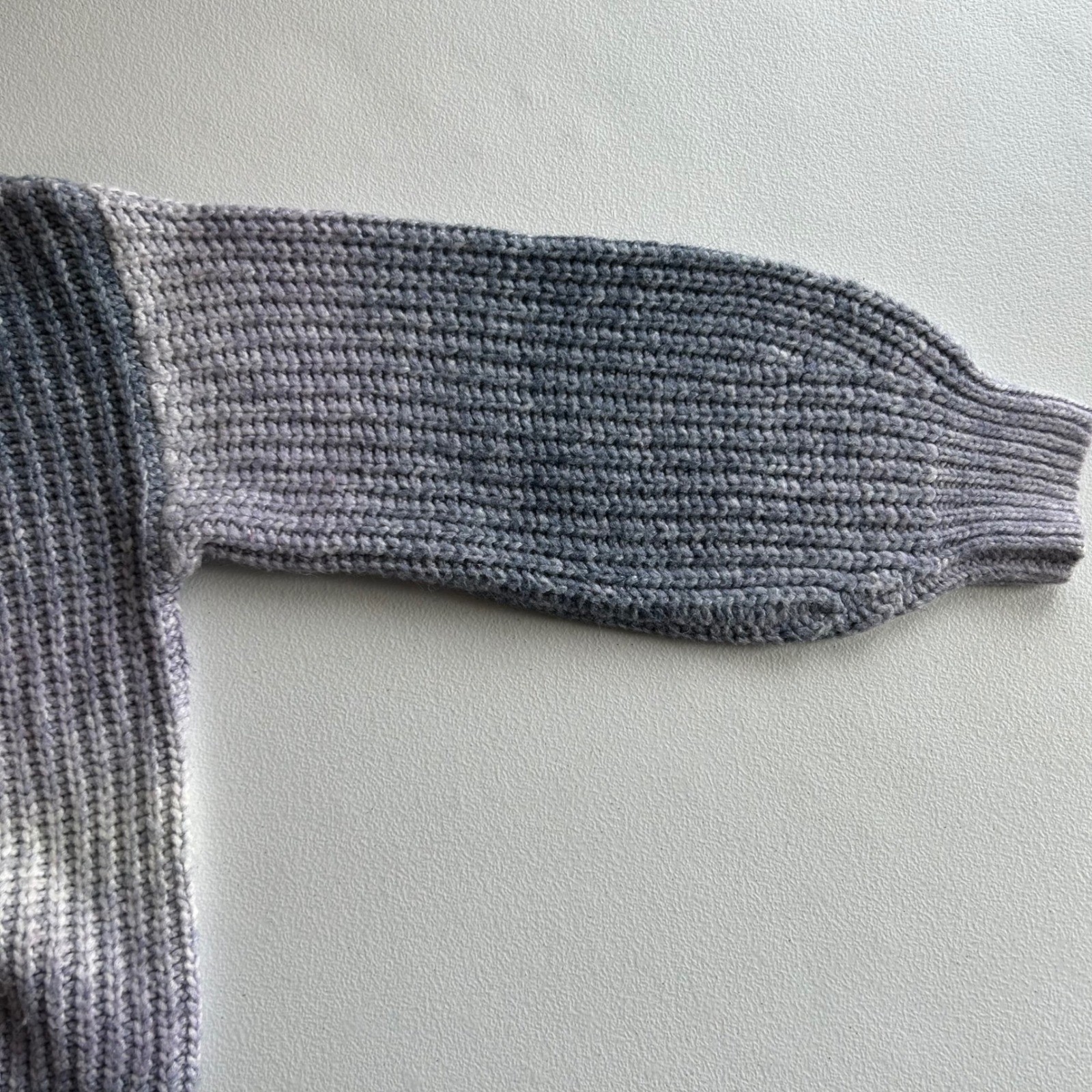 A New Day Ombre Chunky Ribbed Knit Crewneck Sweater Grey Lavender XL