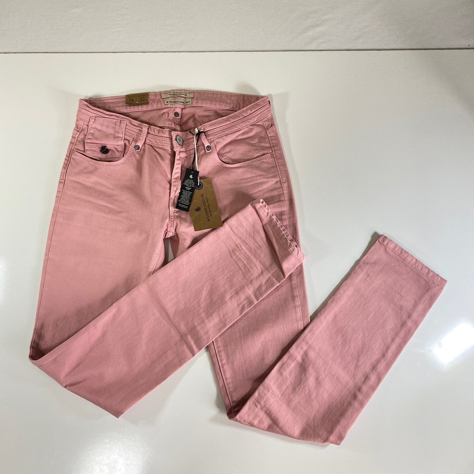 MAISON SCOTCH Aamsterdam Blauw Pink Skinny Jeans Size 28 32 Les Bon Vivants