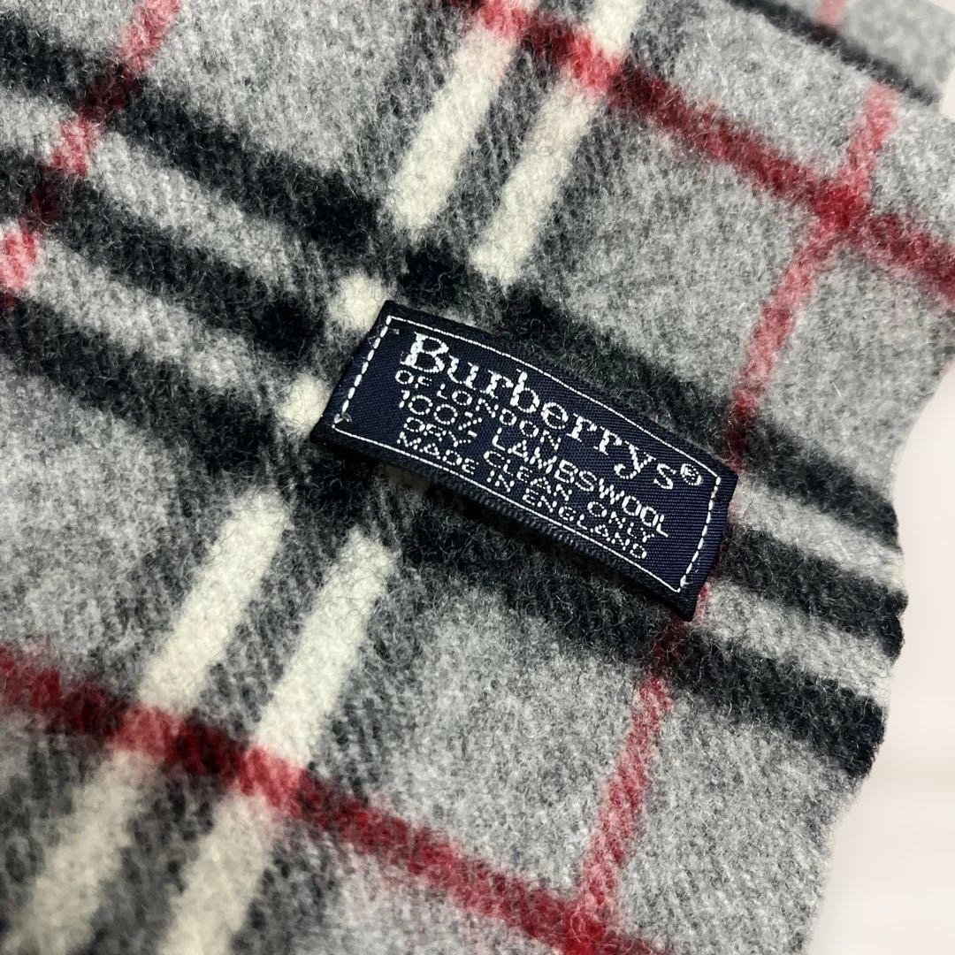 Vintage Burberry Wool Scarf Nova Check Gray 138x22cm/54.33×8.66in japan