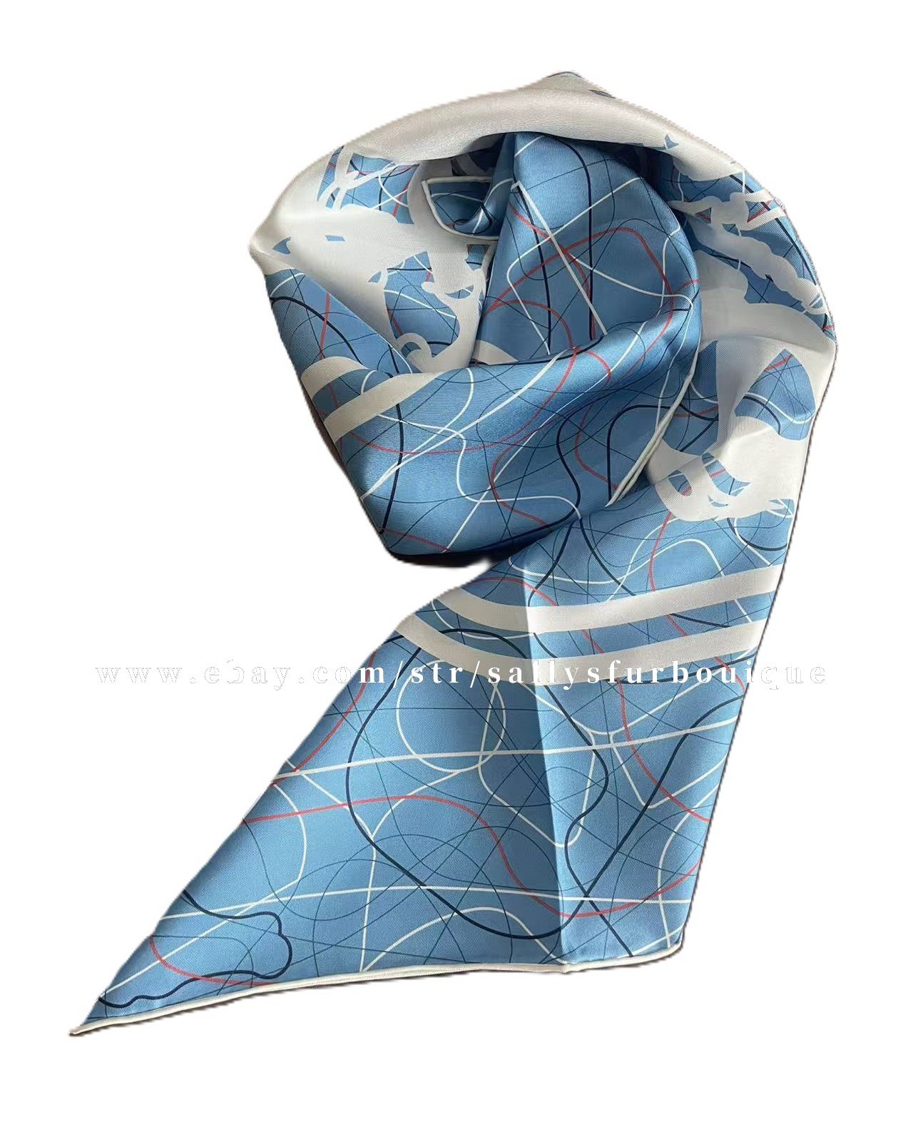 Sallys 18 Momme Heavy Twill Silk Saddle Print Wrap Scarf Double Face Shawl 90cm