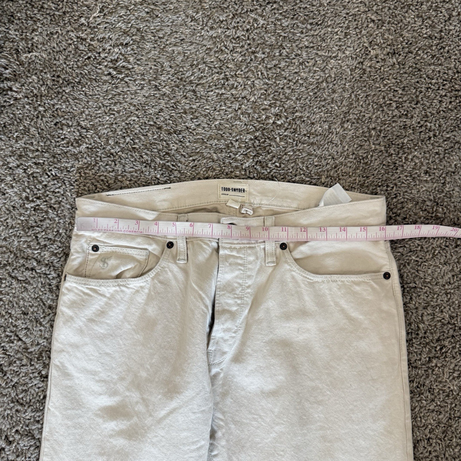 TODD SNYDER Selvedge Jeans Men’s SIZE 32X34 Slim Straight Fit Cream Casual
