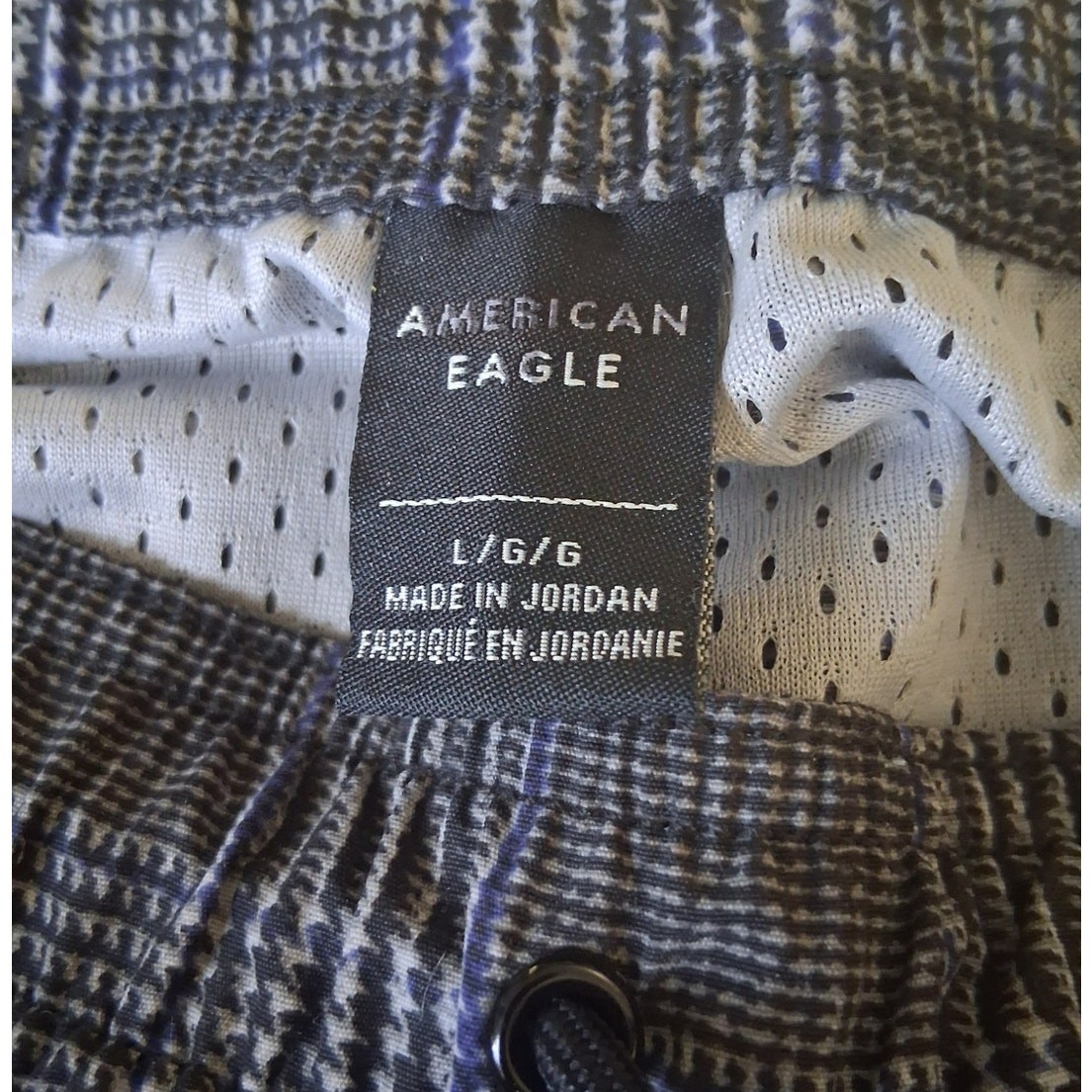 American Eagle Joggers Large Checkered Gray Casual Outdoor Active Unisex Pants