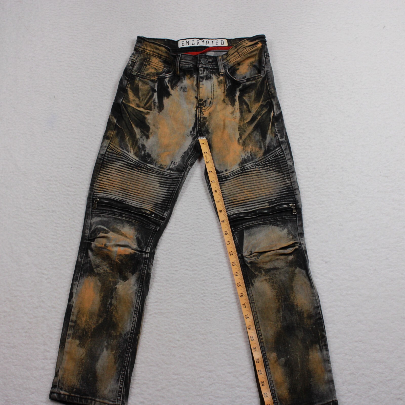 ENCRYPTED Women’s Moto Jeans Size 12 Acid Wash
