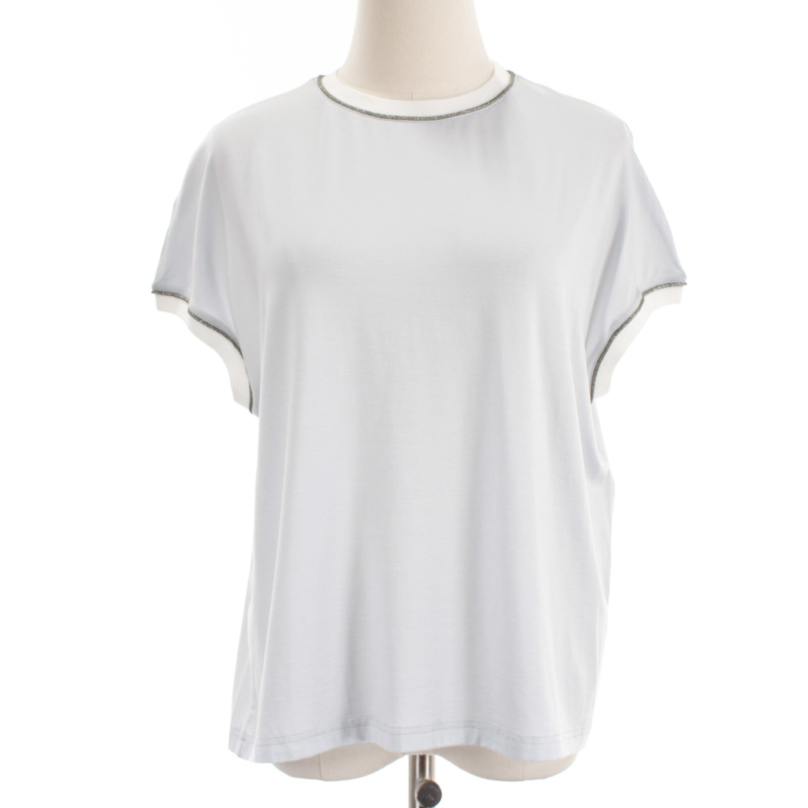 Eleventy NWD Short Sleeve T-Shirt Size S in Light Blue w/ White & Gray Trim