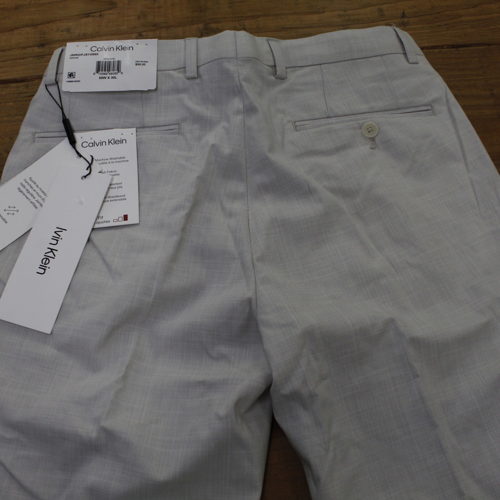 New Calvin Klein Men’s Slim-Fit Solid Dress Pants Off White 30W x 30L Jerome