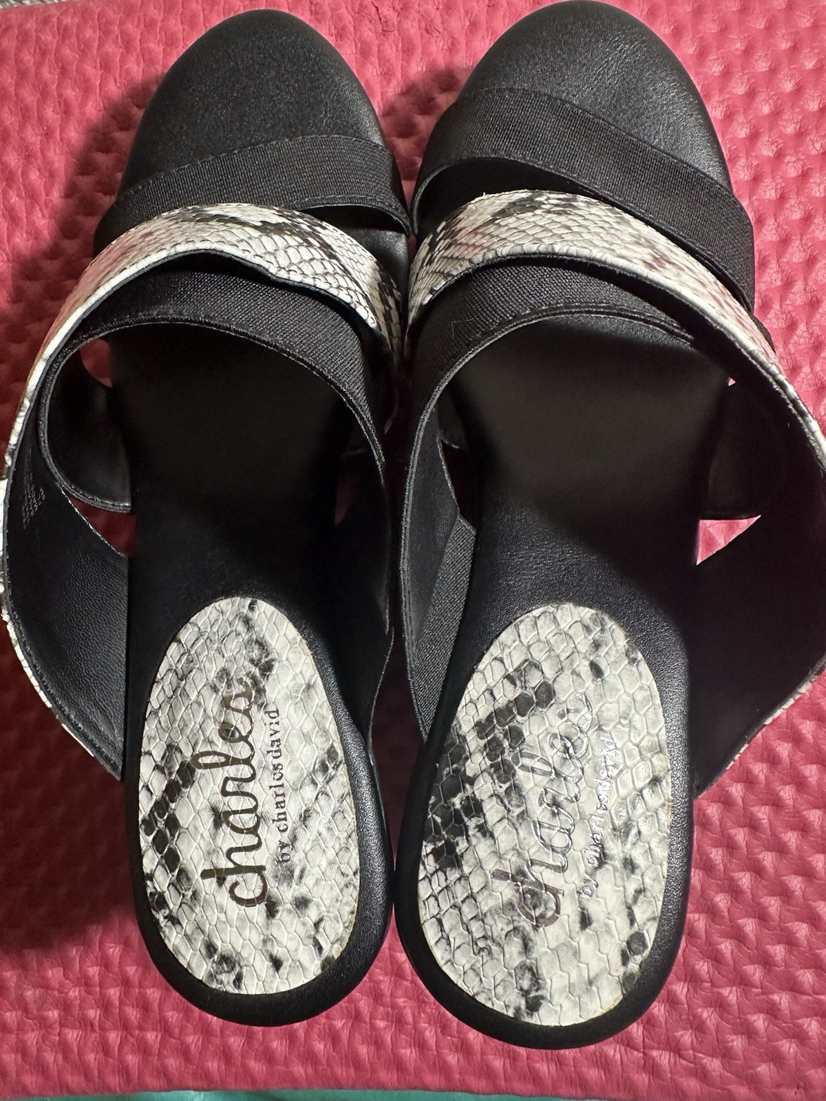Charles by Charles David FEFE Black Snakeskin Wedge