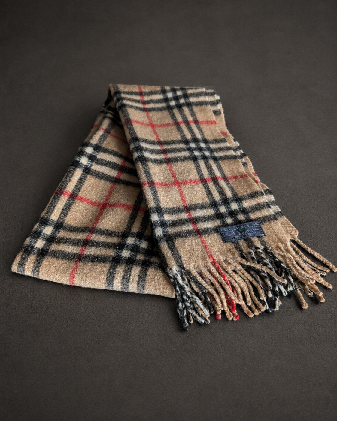 Vintage Burberrys 100% Cashmere Nova Check Scarf Made in England