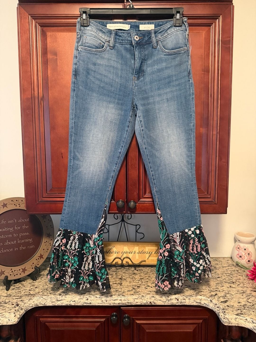 Anthropologie Pilcro and the Letterpress High-Rise Cropped Flare Jeans with Flor