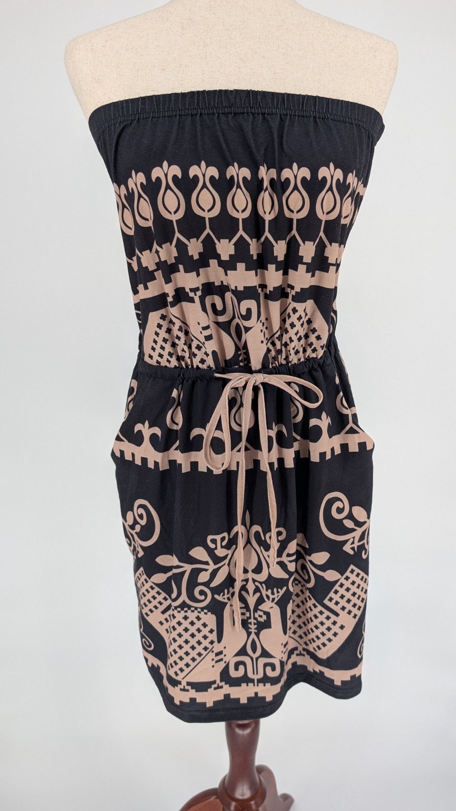 Bohemian Chic Tube M Dress Adjustable Waist Geo Tribal Festival Beach Resort
