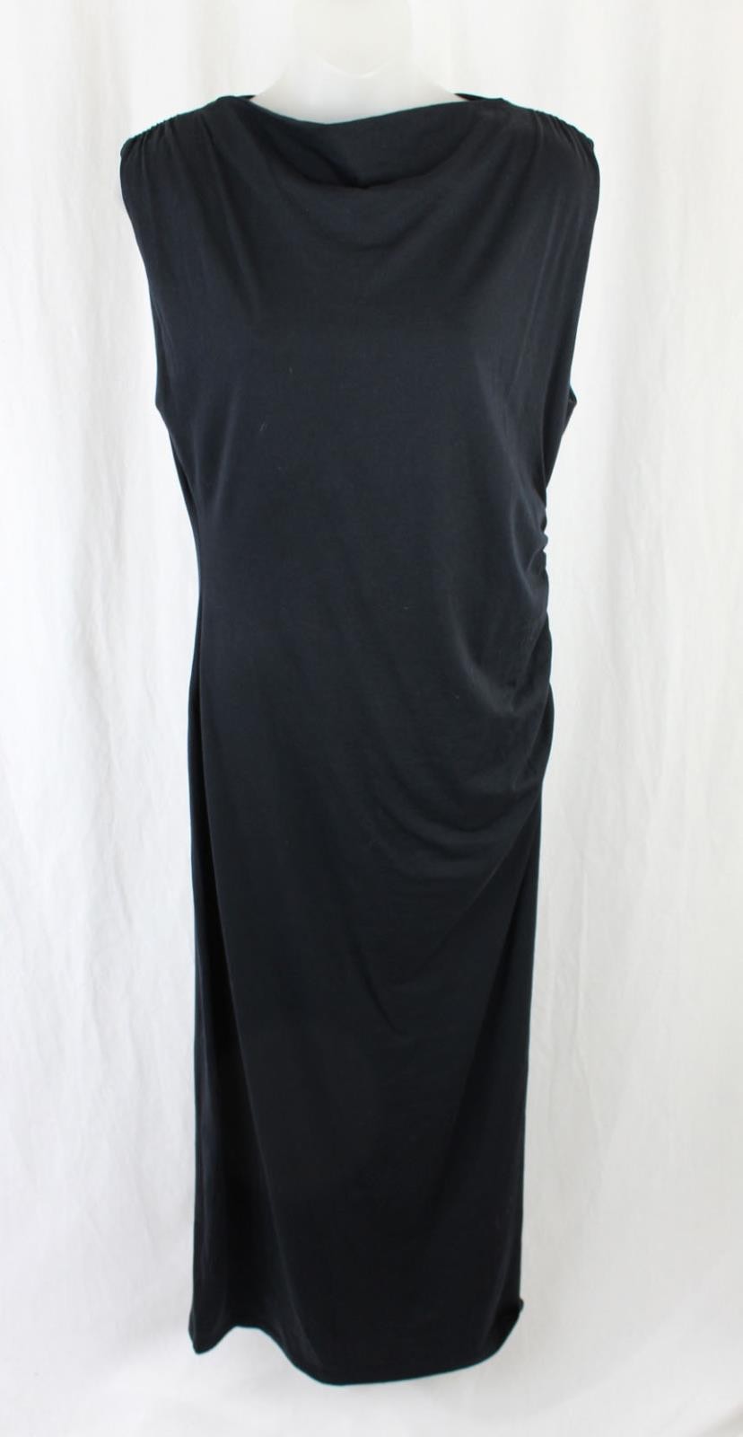 Vince NWT Women’s Black 100% Pima Cotton Ruched Sleeveless Maxi Dress Medium