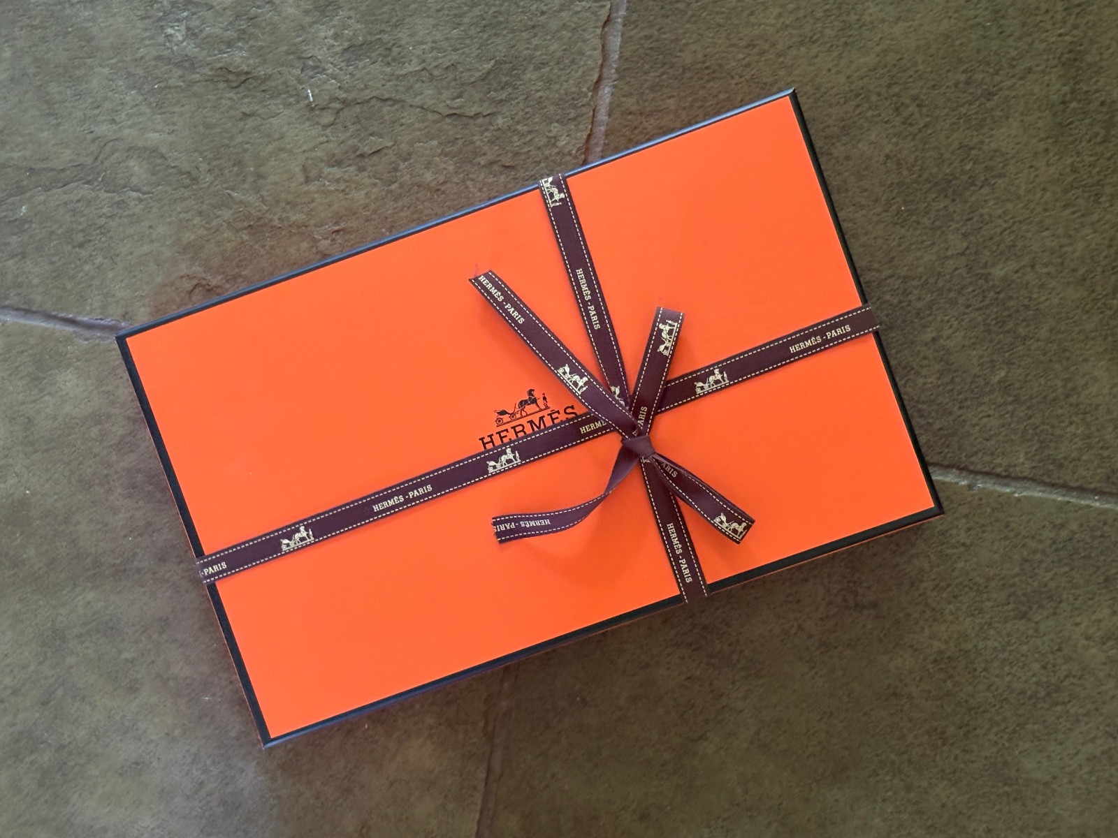 34″ Square Silk Hermes Scarf with original bag, gift box, tissue and ribbon