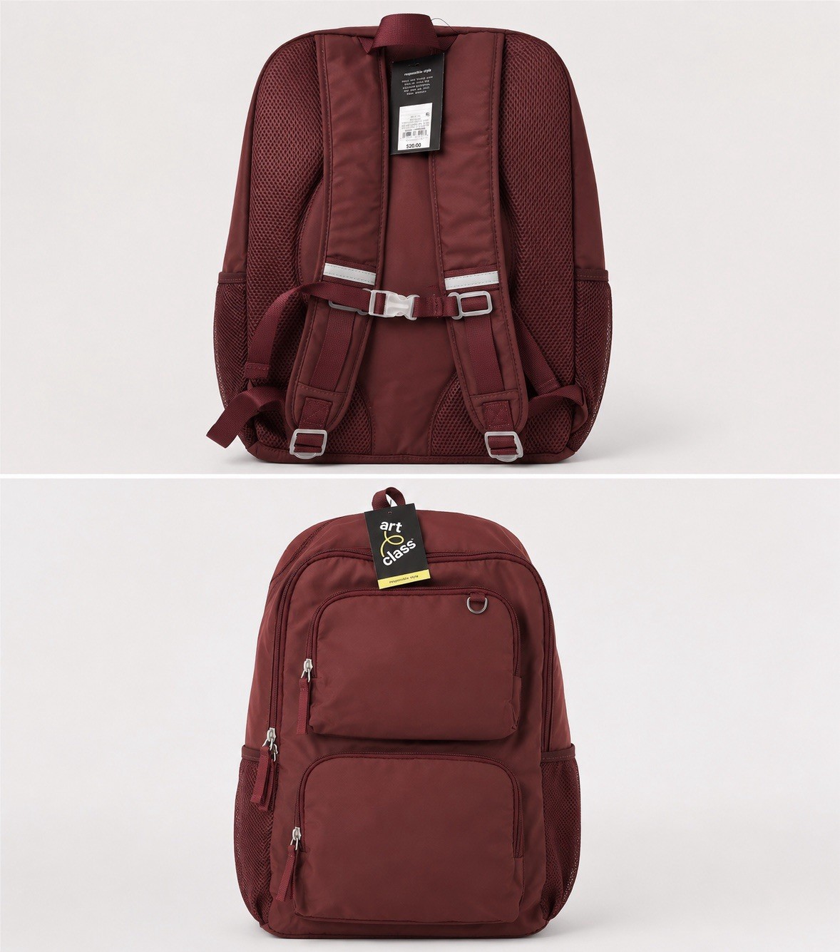 18” Two Pocket Backpack – Art Class Burgundy Red