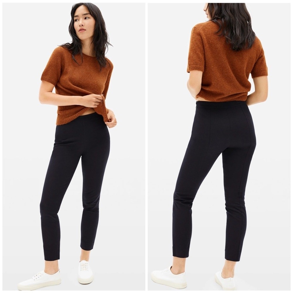 EVERLANE The Side-Zip Stretch Cotton Pants Black 4