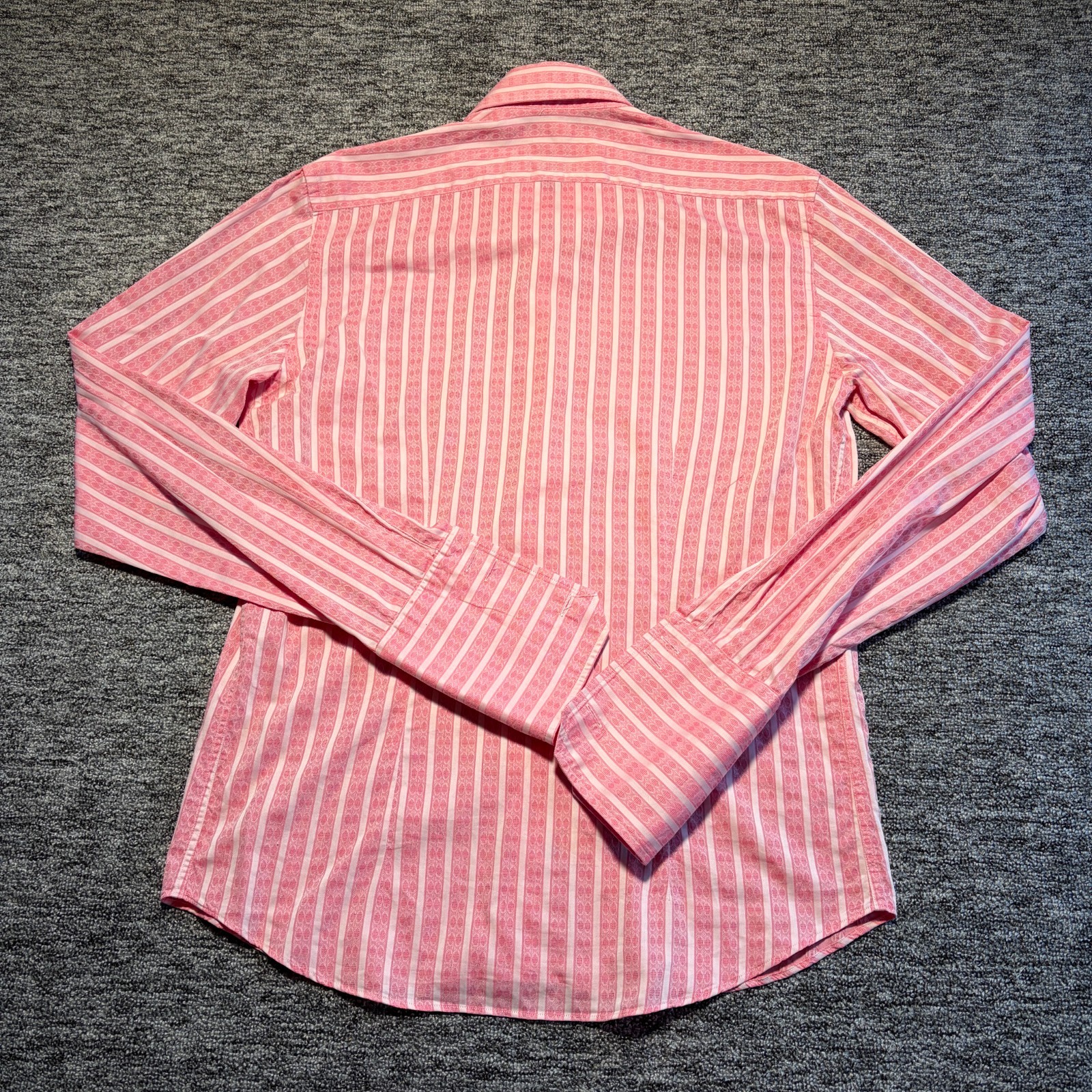 Gresham Blake Shirt Mens 16″ Pink Stripe Geometric Double Cuff Long Sleeve